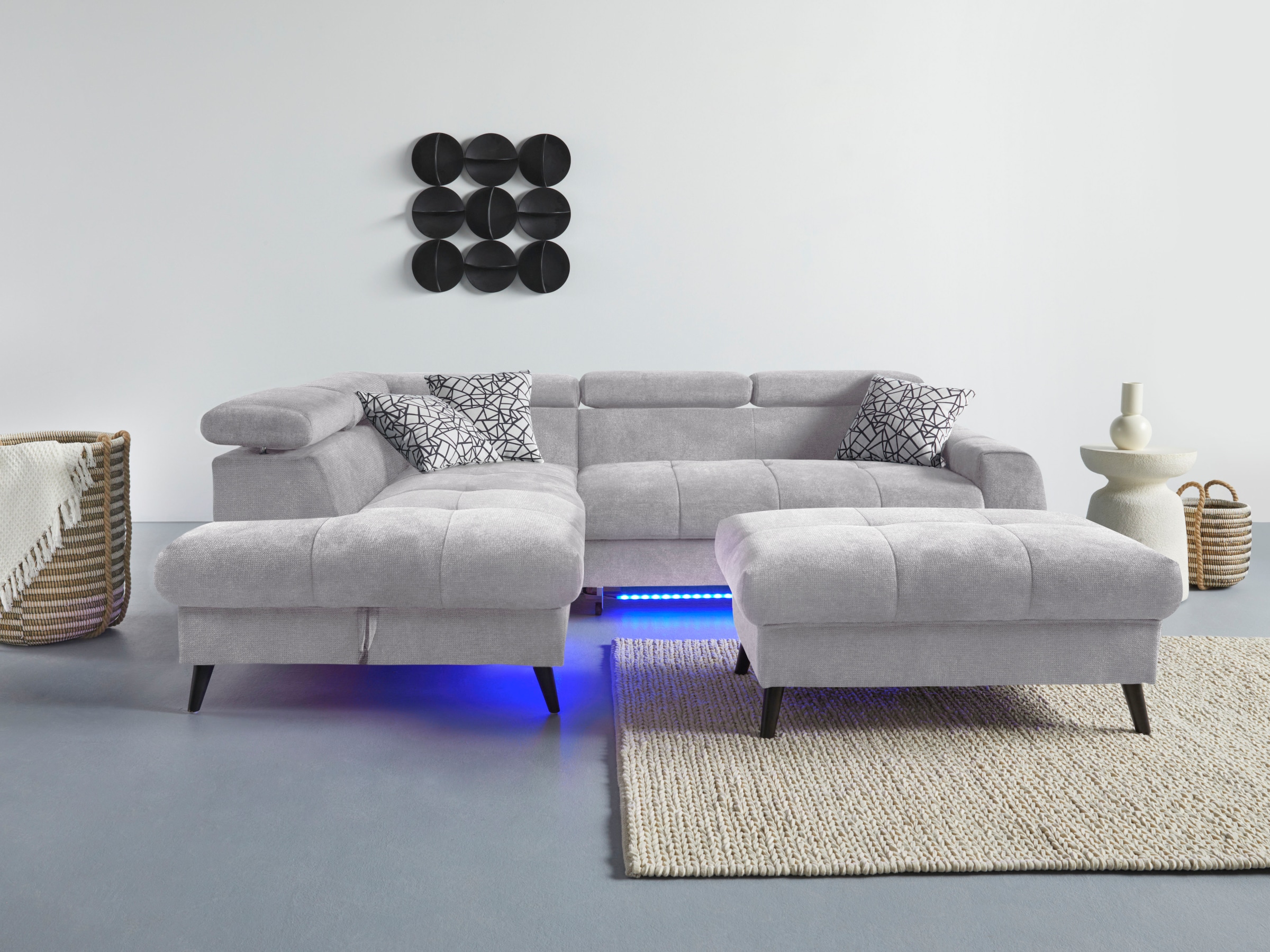 COTTA Ecksofa "Mia L-Form mit 3 Zierkissen", wahlweise mit Bettfunktion, Be günstig online kaufen