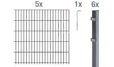 Alberts Doppelstabmattenzaun, (Set), 120 cm hoch, 5 Matten für 10 m, 6 Pfosten kaufen