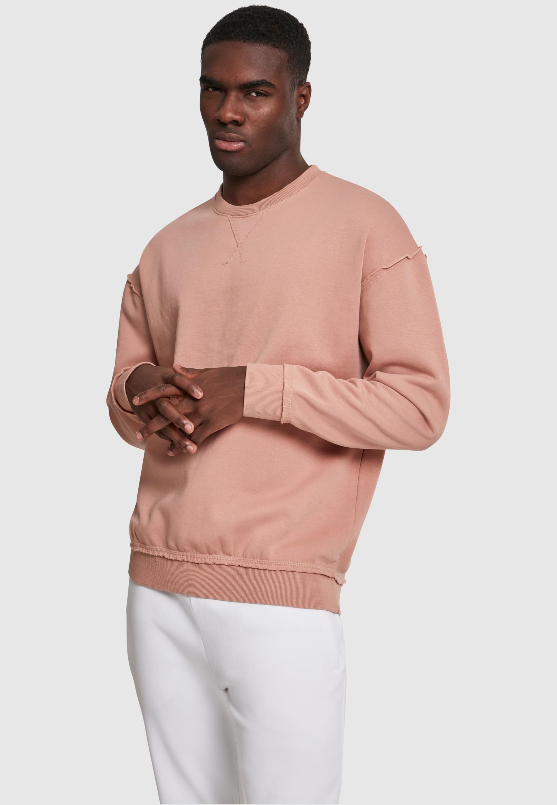 URBAN CLASSICS Rundhalspullover »Urban Classics Herren Oversized Open Edge Crew«, (1 tlg.)