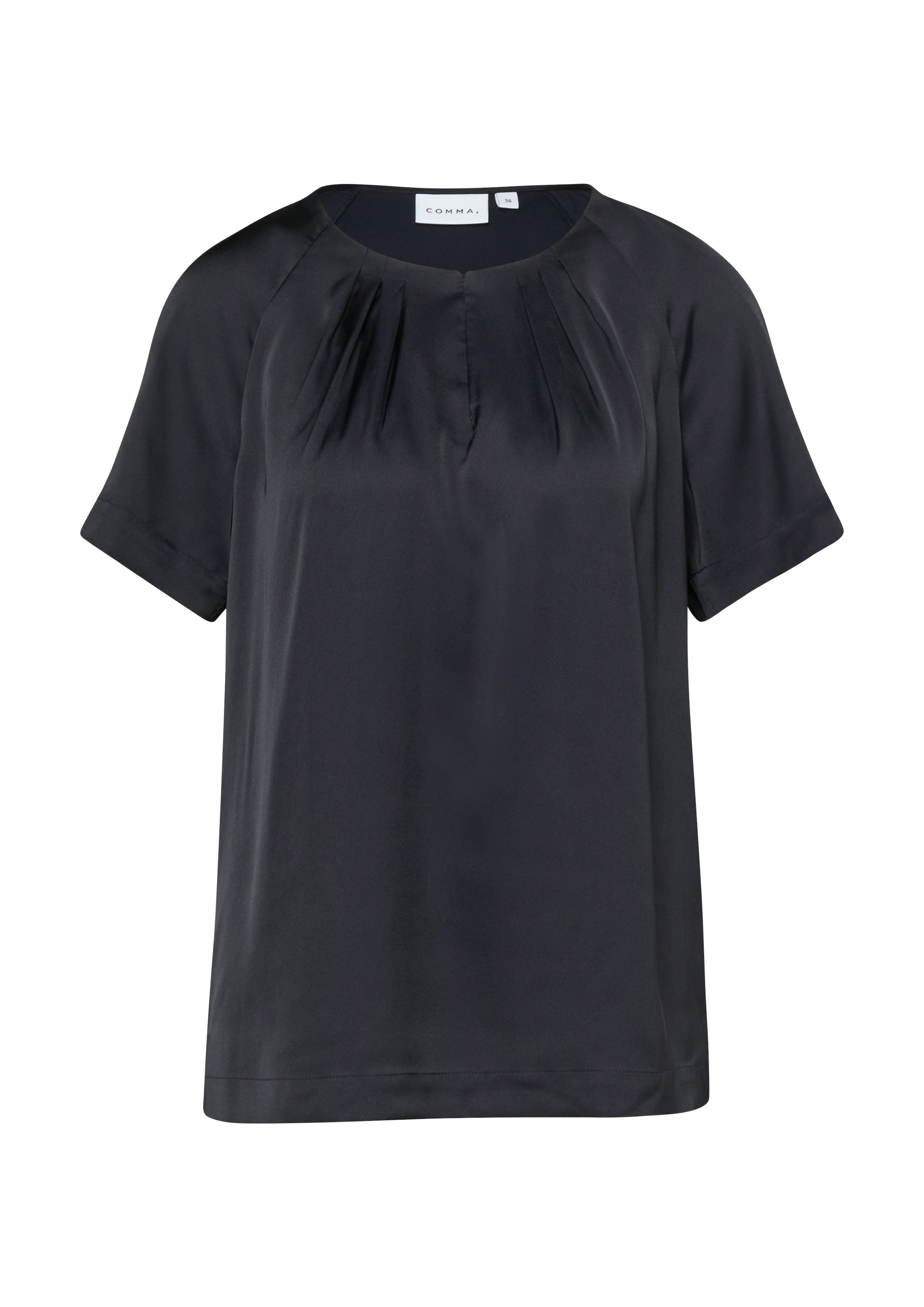 Comma Kurzarmbluse Sommerbluse mit gerafftem Rundhals günstig online kaufen