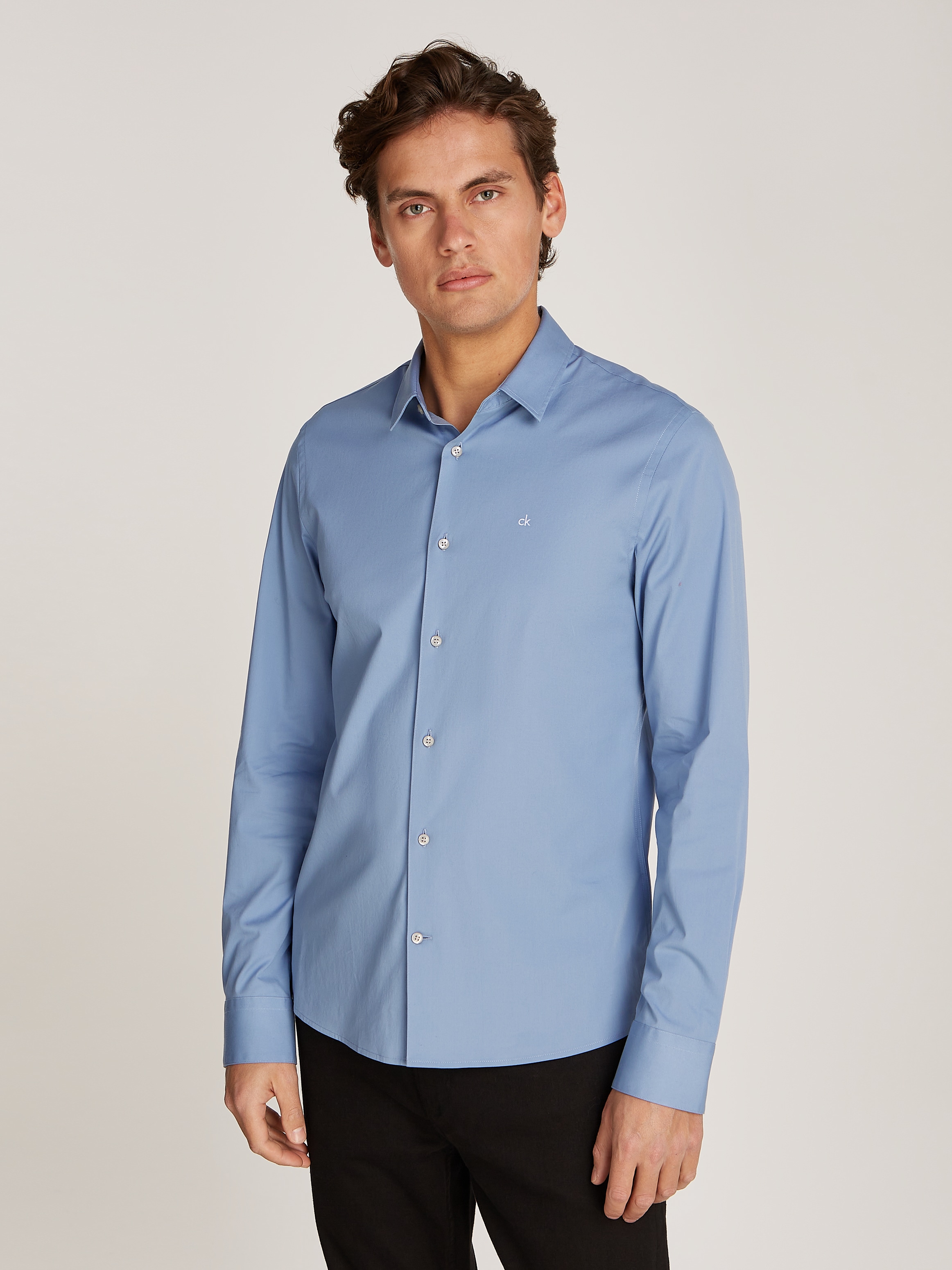 Calvin Klein Langarmhemd "SLIM FIT STRETCH POPLIN", mit Kentkragen günstig online kaufen