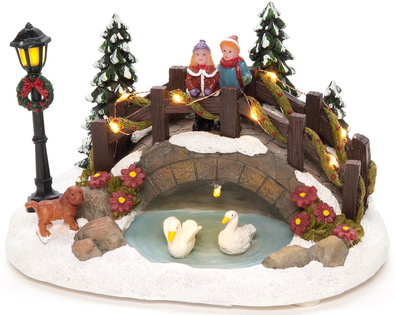 Thumbnail - KONSTSMIDE Weihnachtsfigur "Weihnachtsdeko", LED Szenerie Teich mit Brücke