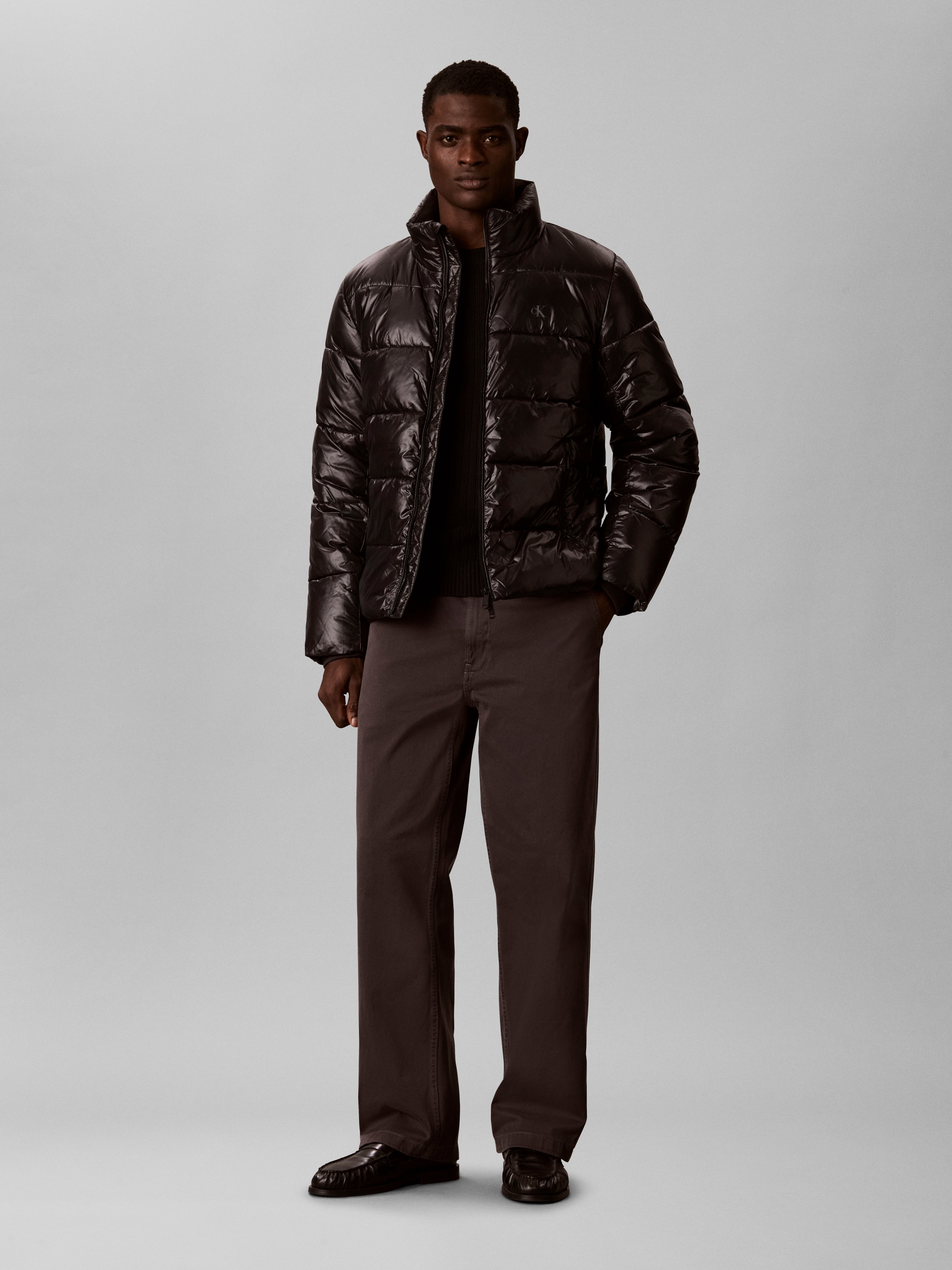 Calvin Klein Jeans Steppjacke »HIGH SHINE NYLON PUFFER« ohne Kapuze Regular fit mit Stehkragen