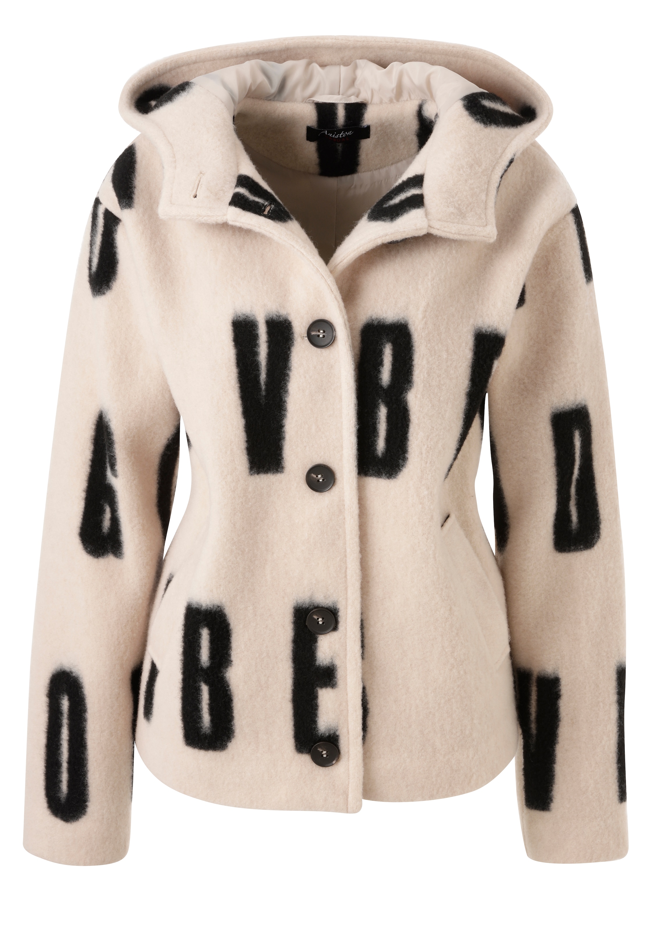 Aniston CASUAL Fleecejacke, mit großflächigem "GOOD VIBES"-Schriftzug - NEUE KOLLEKTION