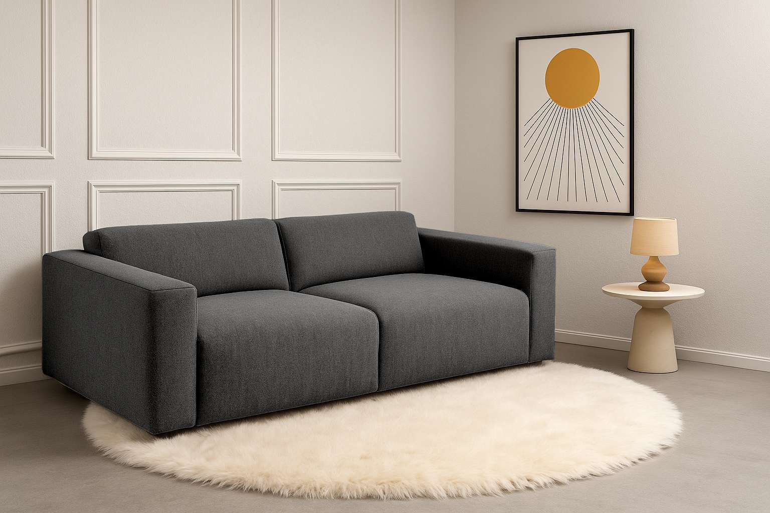 Home affaire 3-Sitzer "Noord mit Kedernaht, Breite 232 cm" Cord, Struktur, Webstoff, mit Wellenunterfederung, Massivholzrahmen