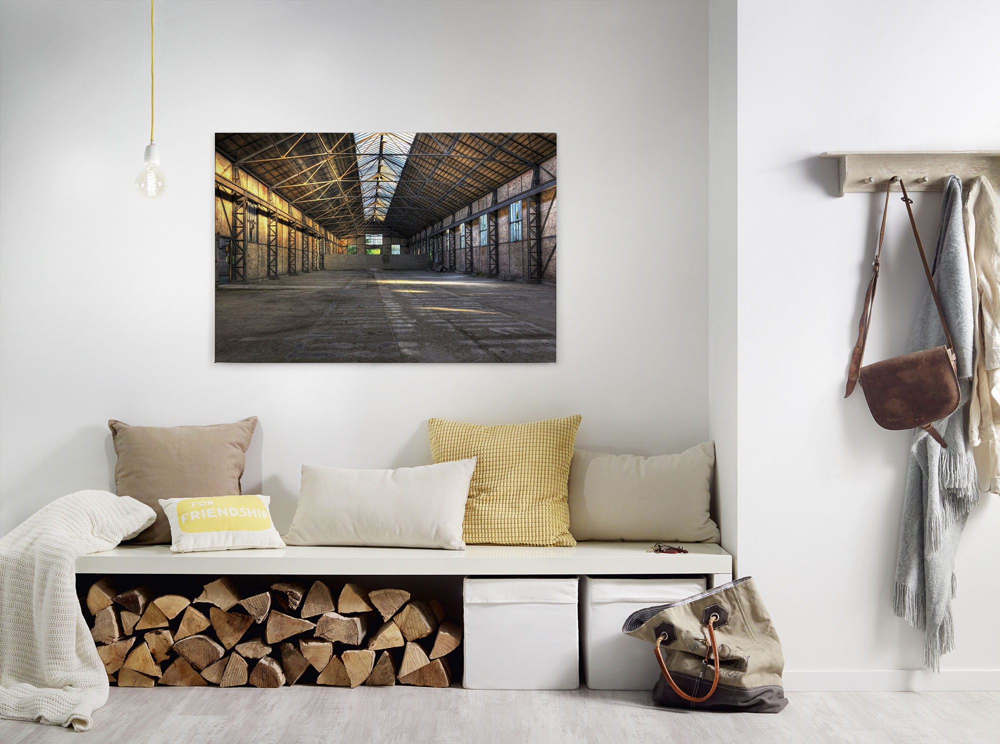 A.S. Création Leinwandbild "Old Hall" Gemälde Kunst 1 Stk. tlg. Gebäude Industrial Used Look Keilrahmen Leinwand-Bild Wohnzimmer Wand