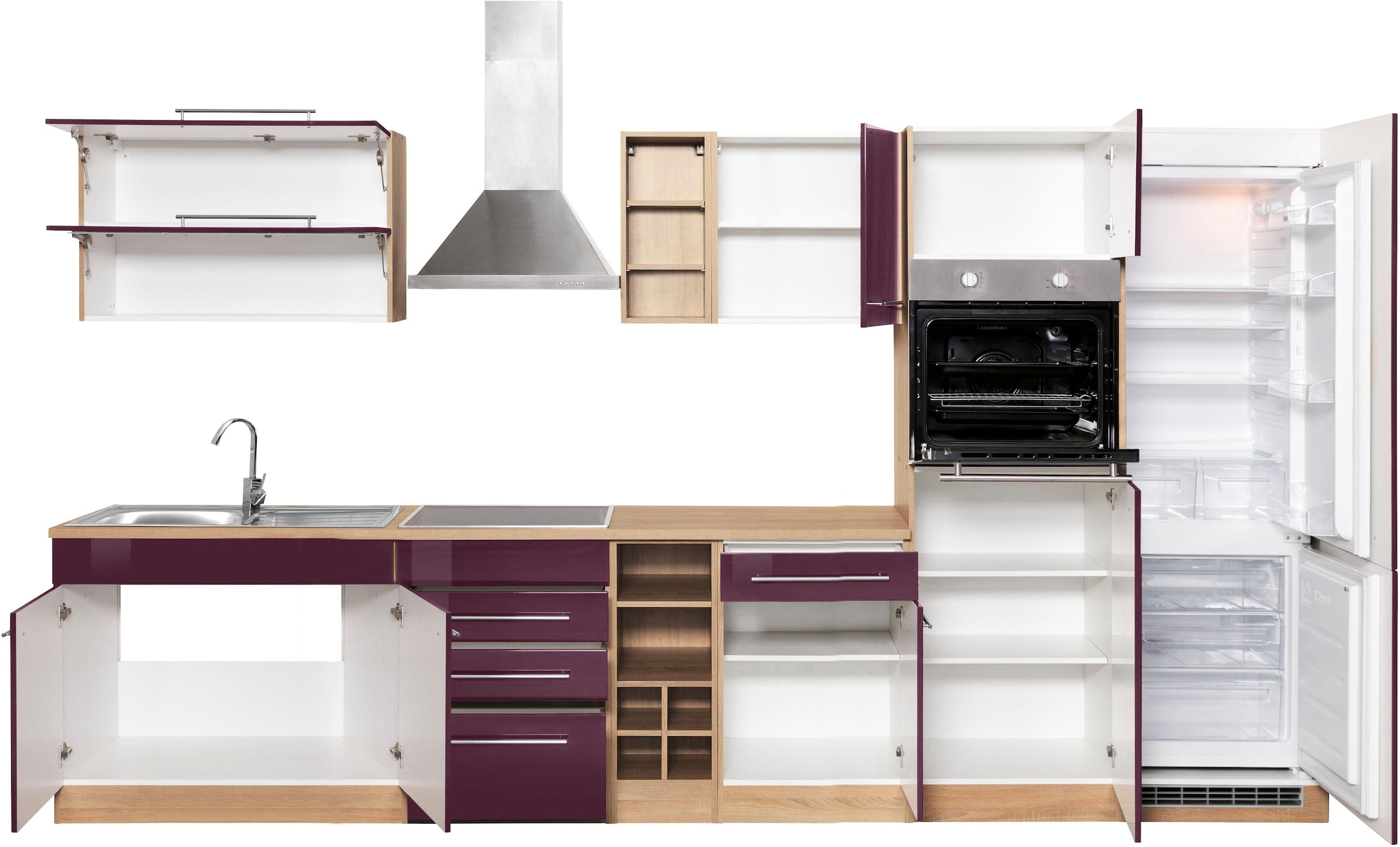 KOCHSTATION Küchenzeile »KS-Eton«, ohne E-Geräte, Breite 360 cm