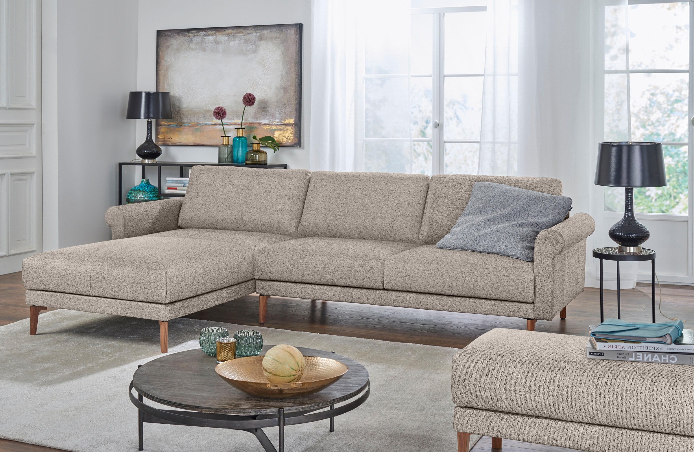 Ecksofa »CR.450, Designecksofa, L-Form«, Armlehne Schnecke modern Landhaus, Breite 262...