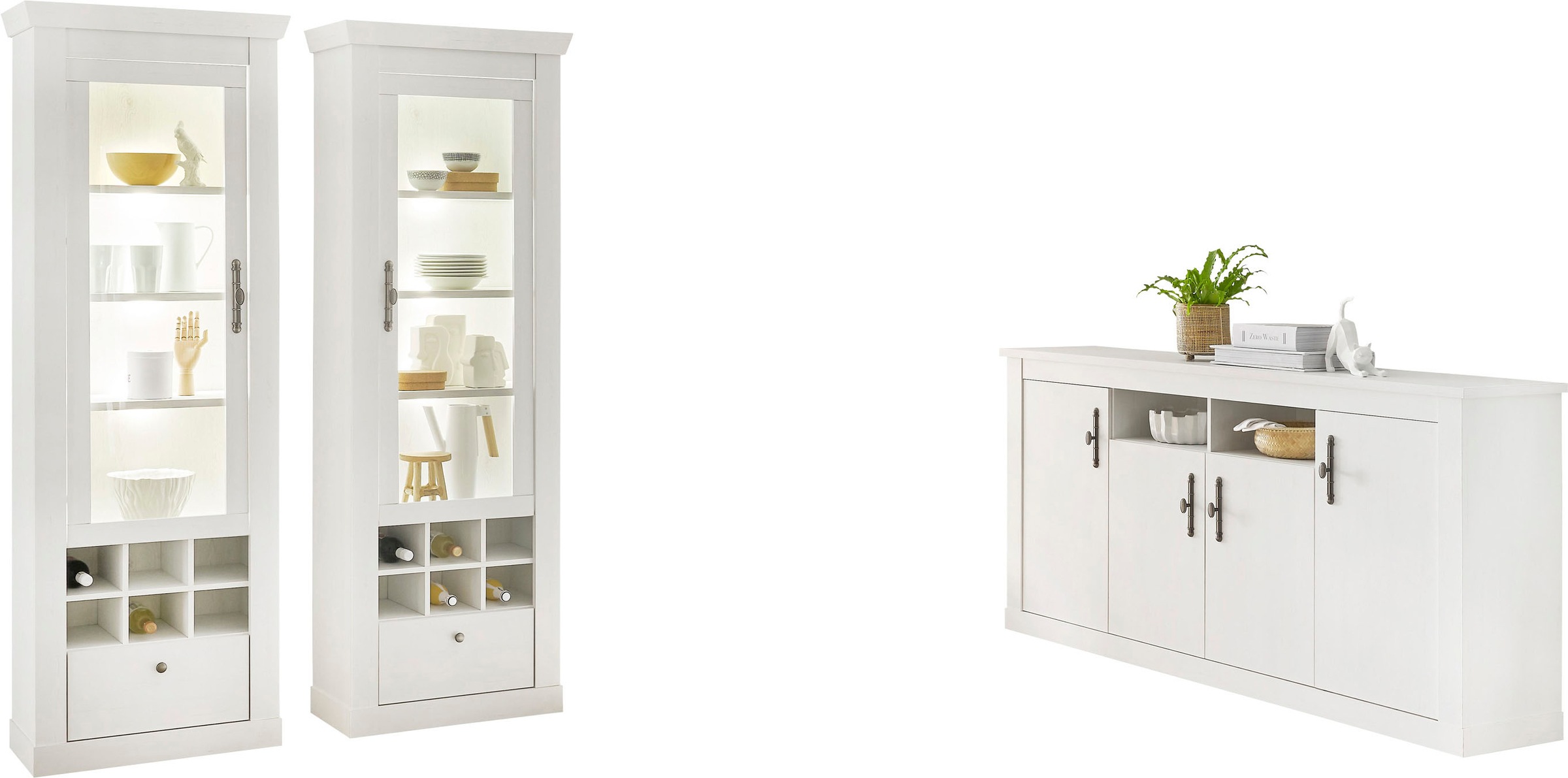 Home affaire Wohnwand "RAVENNA" 3 Stk. tlg. im romantischen Landhausstil, G günstig online kaufen
