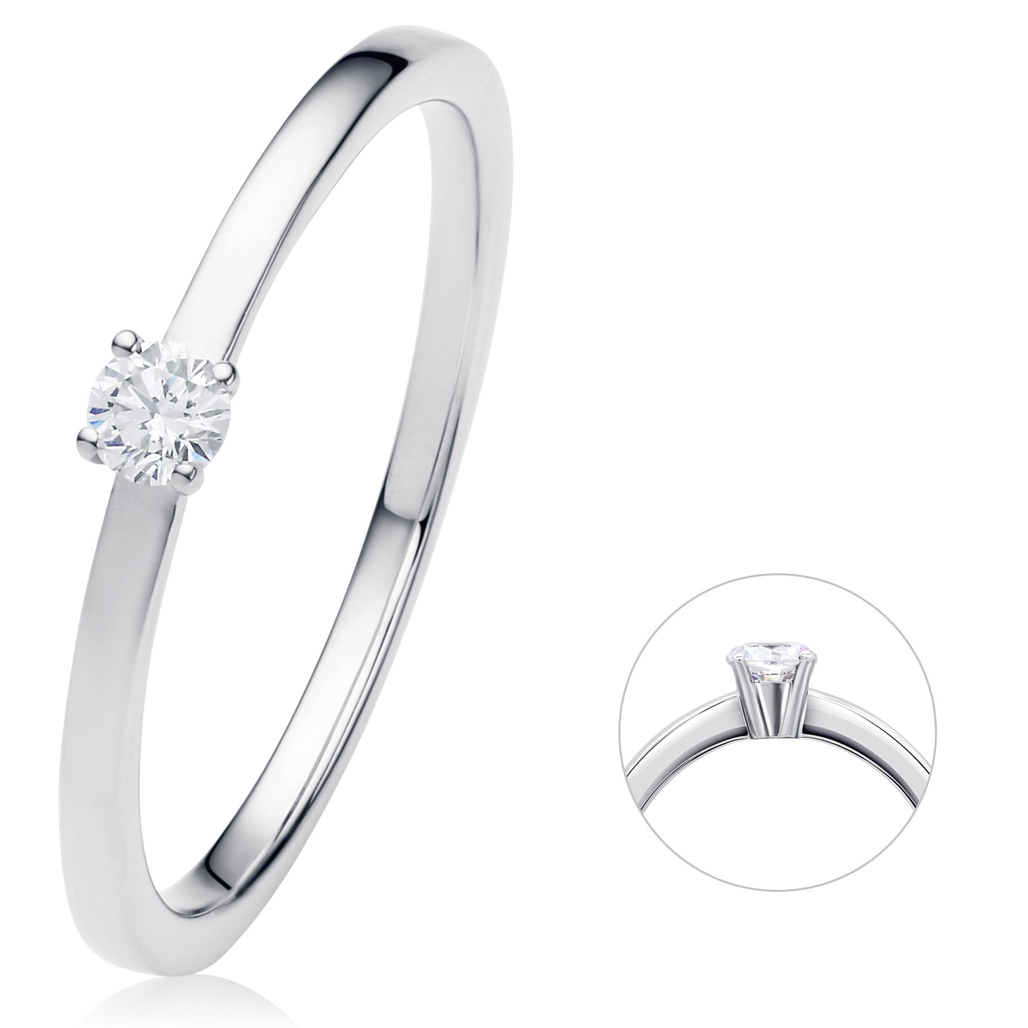 Diamantring »0.1 ct Diamant Brillant Ring aus 950 Platin«, Damen Platin Schmuck