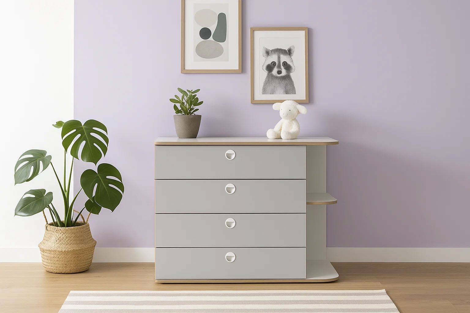 OTTO home Kommode "ELLEETE Schrank mit 4 Schubladen und 2 offene Fächer, Breite 116 cm" Sideboard mit viel Stauraum, Maße B/T/H: 116/42/82,7 cm