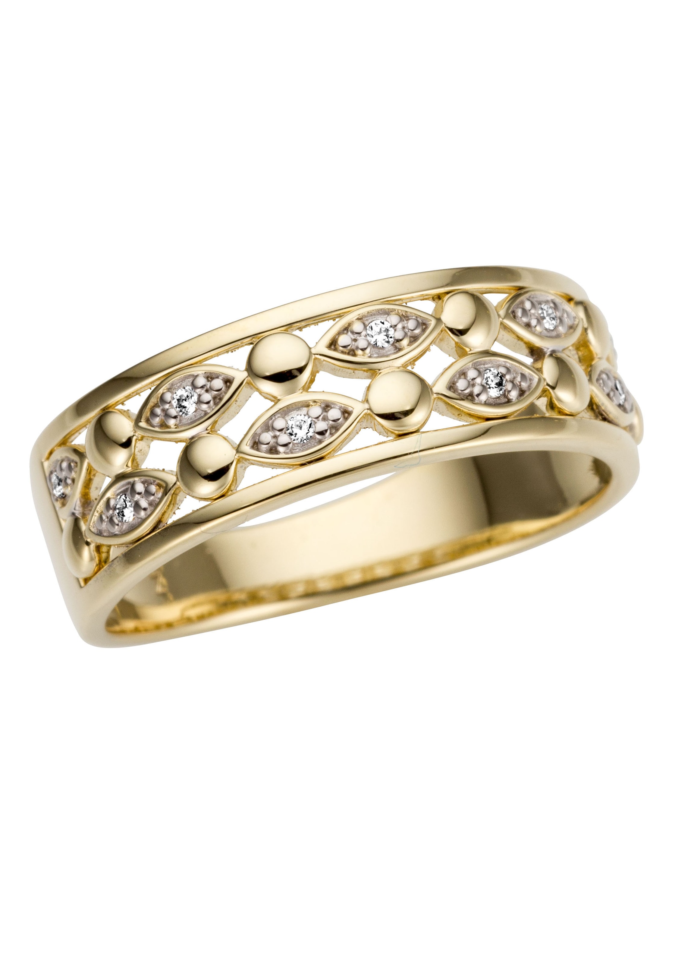 Firetti Goldring »Schmuck Geschenk Gold 585, teilw. rhodiniert, massiv«, mit Brillanten