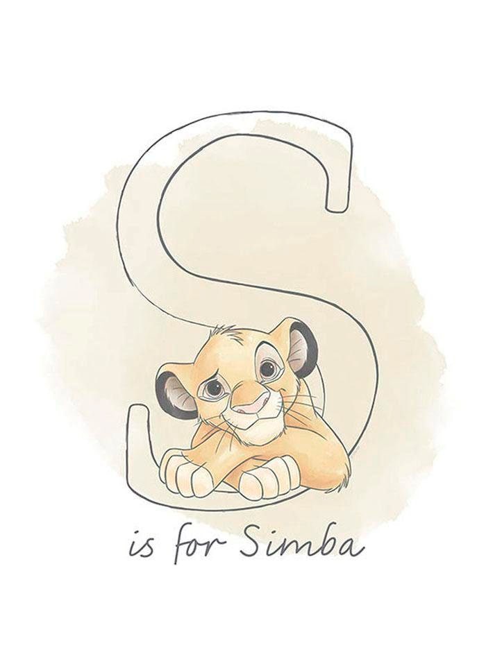 Komar Poster "S like Simba", Disney, (1 St.), Kinderzimmer, Schlafzimmer, Wohnzimmer