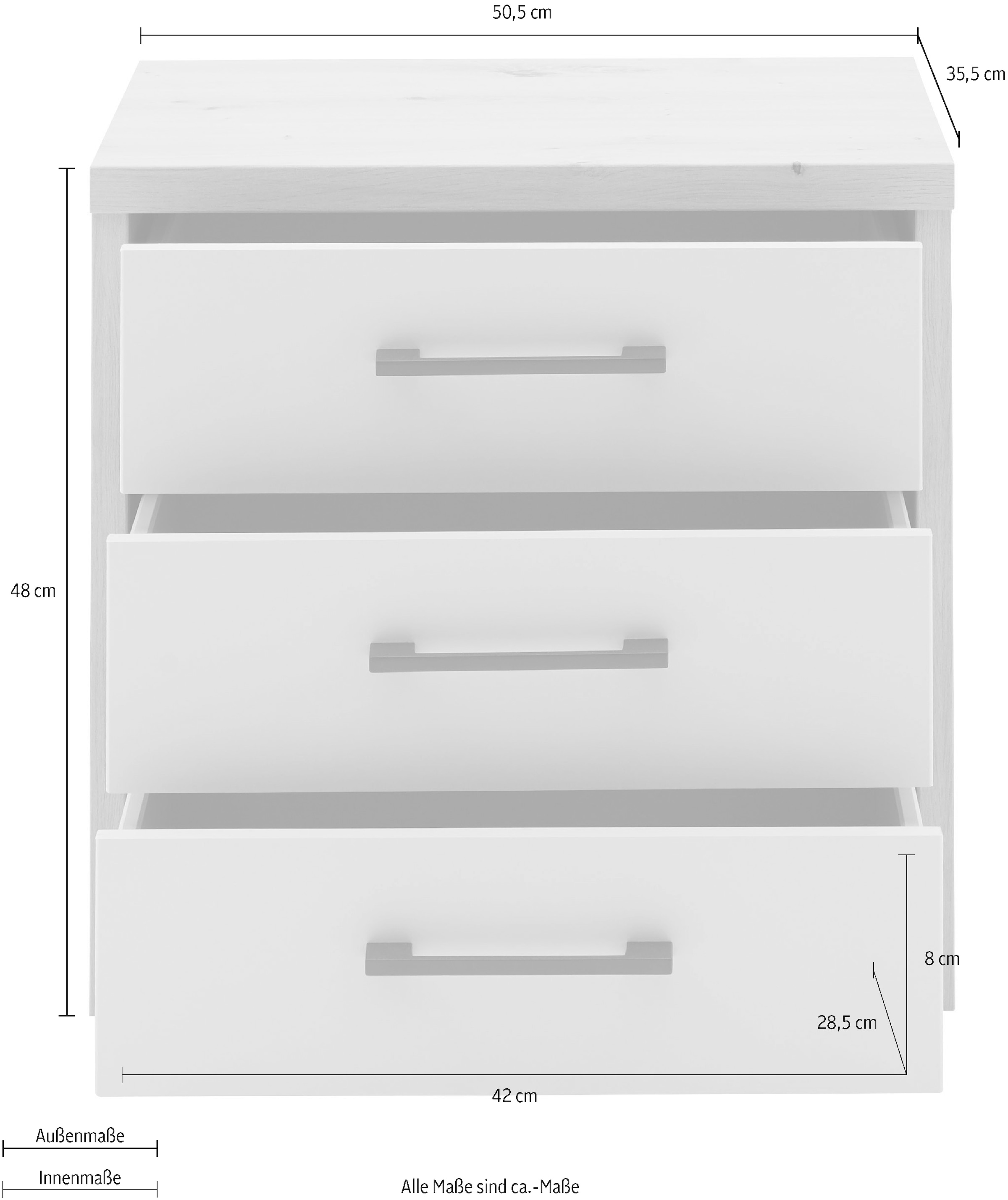 priess Nachtschrank »Warburg hochwertiges Möbelstück aus Deutschland«, aufgebaut geliefert Schubkästen mit Selbsteinzug und Metallgriffen