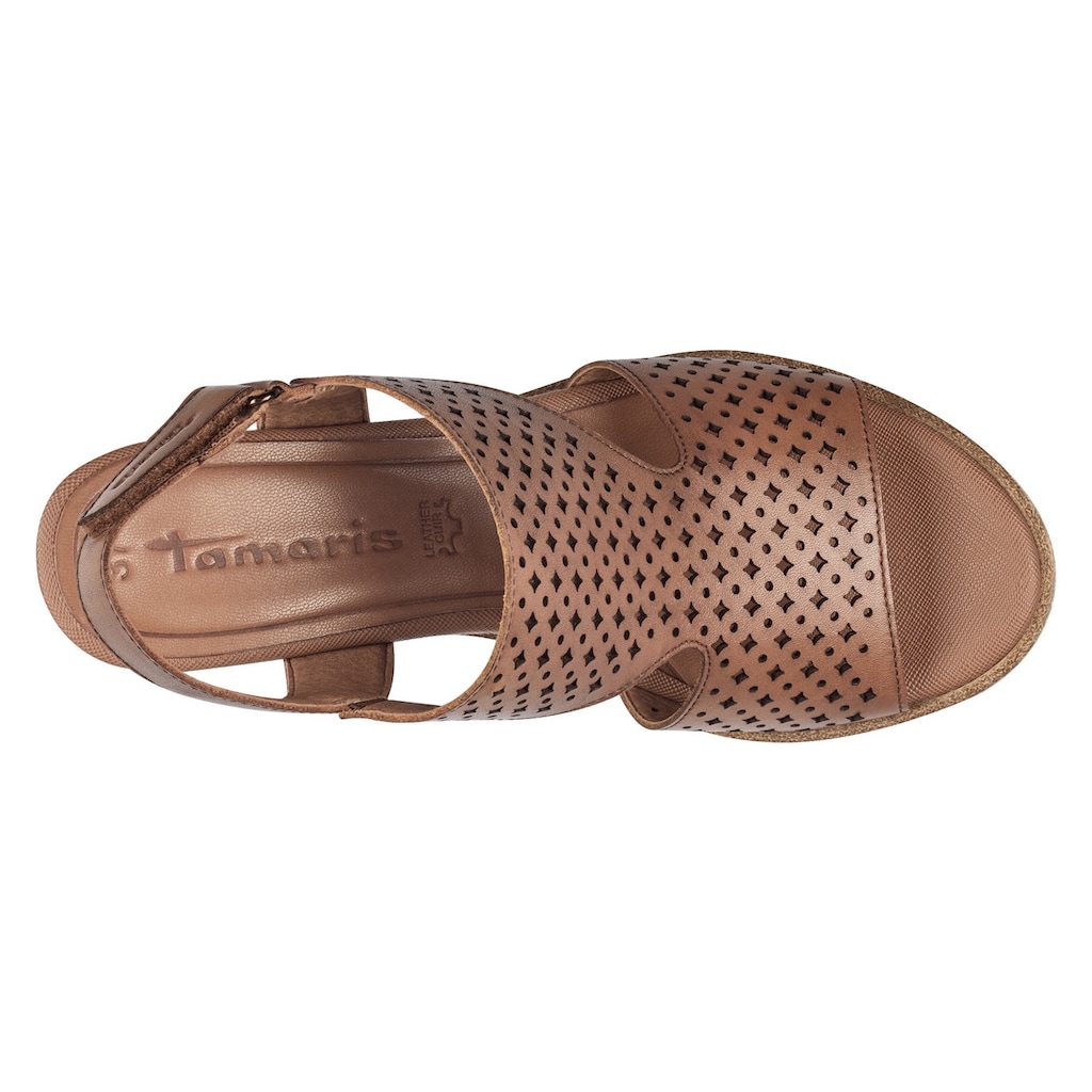 Tamaris Keilsandalette, Sommerschuh, Sandale mit modischer Perforation