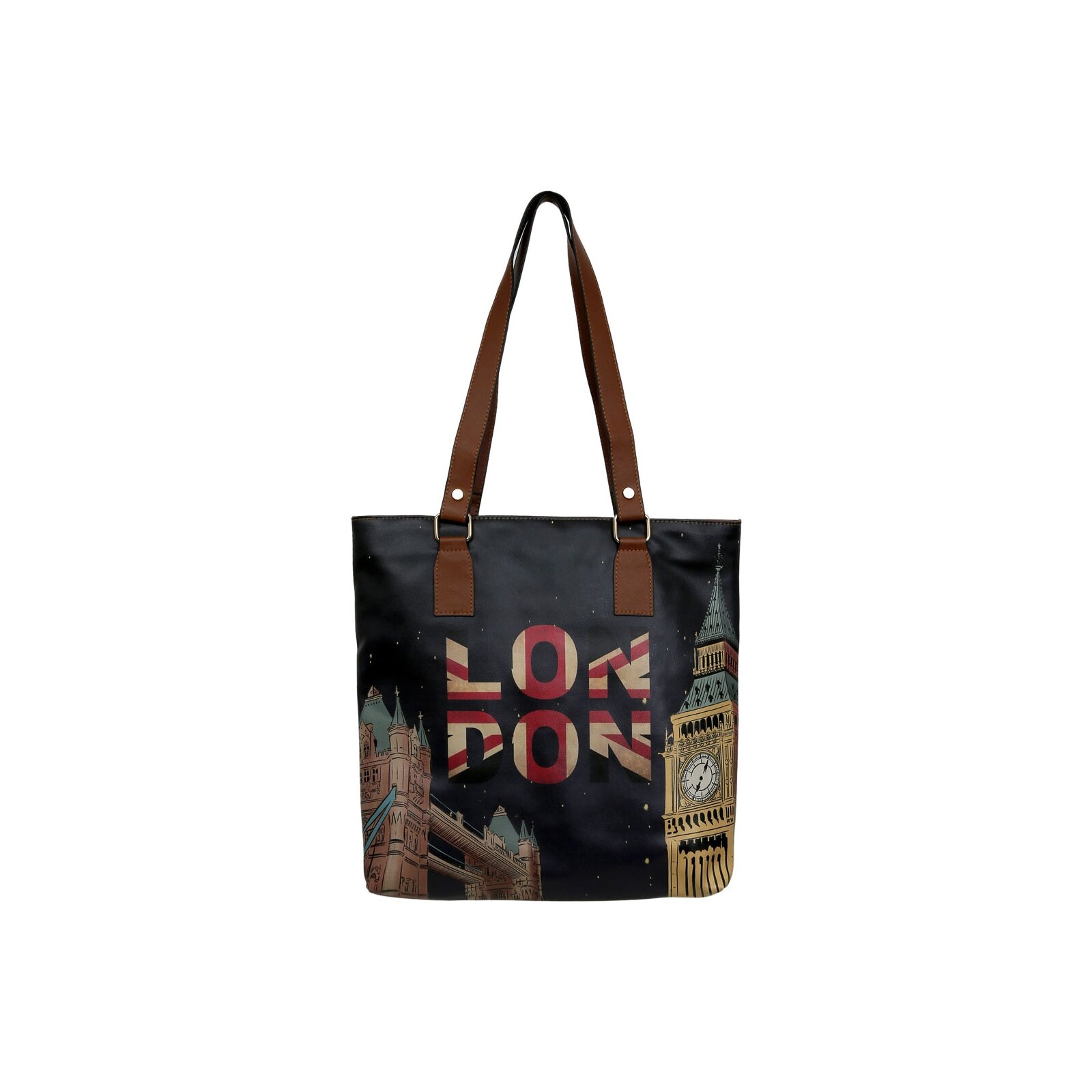 DOGO Umhängetasche »Multi Pocket Bag Shopper-Tasche It's The Time For London Damen«, Handgefertigt