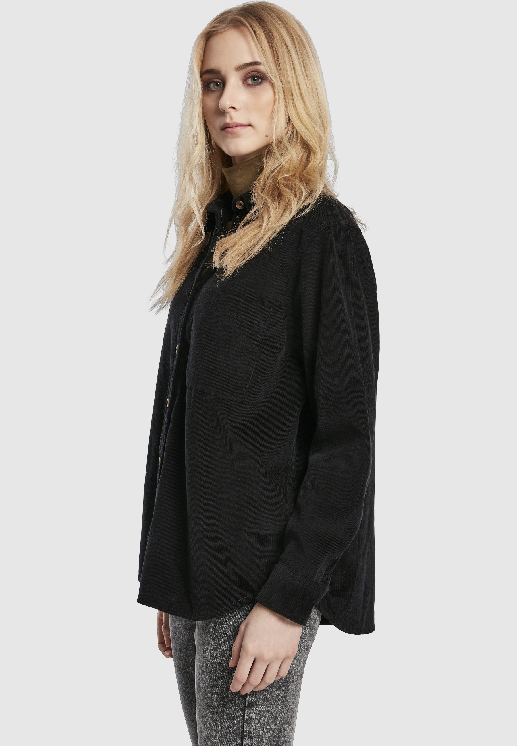 URBAN CLASSICS Langarmhemd »Urban Classics Damen Ladies Corduroy Oversized Shirt« 1 Stk.