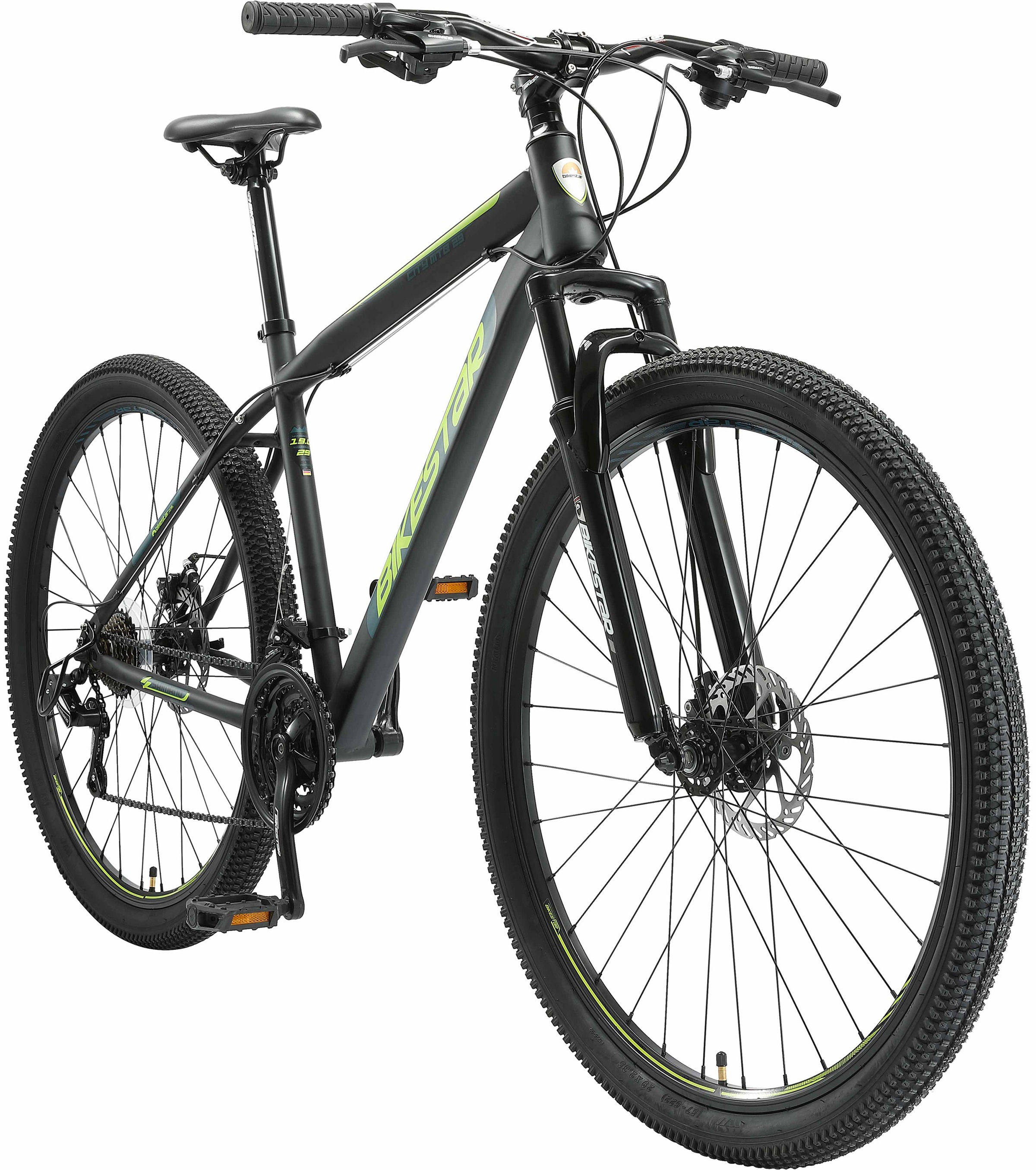 Bikestar Mountainbike, 21 Gang, Shimano, RD-TY300 Schaltwerk, Kettenschaltung, für Damen und Herren, Kettenschaltung