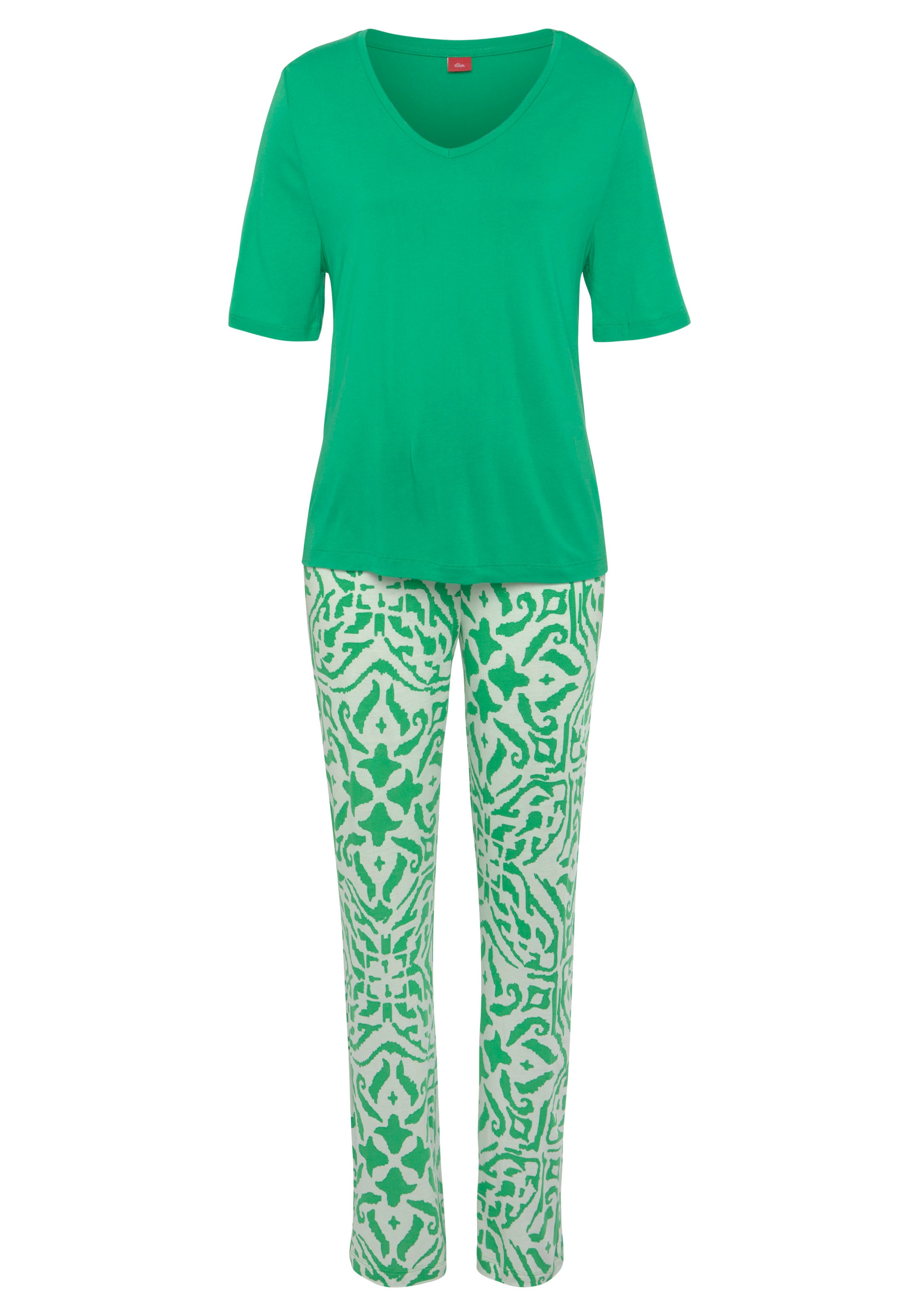s.Oliver Pyjama, (2 tlg.), mit floralem Ethno-Muster