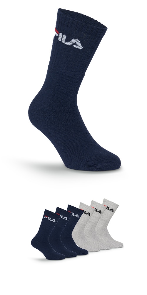 Fila Tennissocken "UNISEX CREW TENNIS FULL TERRY SOCKS" 6 Paar, 6 Paar tlg. Sportsocken, flache Zehennaht