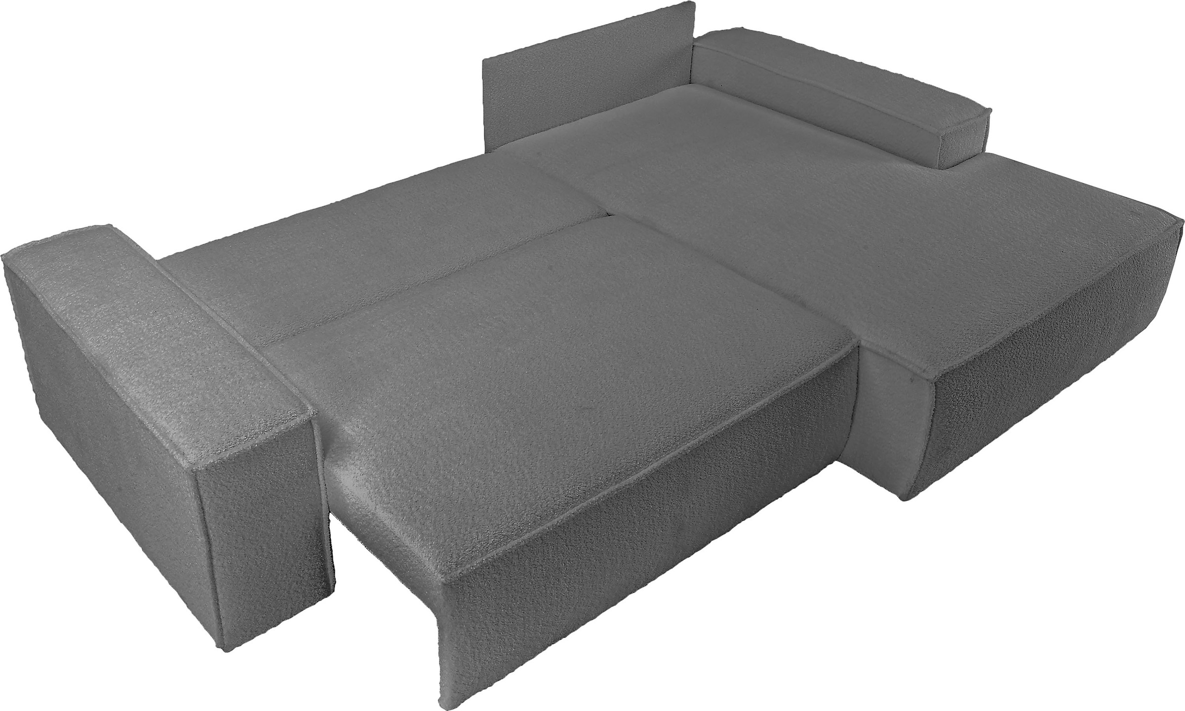 andas Ecksofa »Finnley Schlafsofa 267 cm in Bouclé, Struktur fein u. Cord, L-Form,«, Schlaffunktion m. Bettkasten (136/210 cm), Bouclé, Struktur und Cord