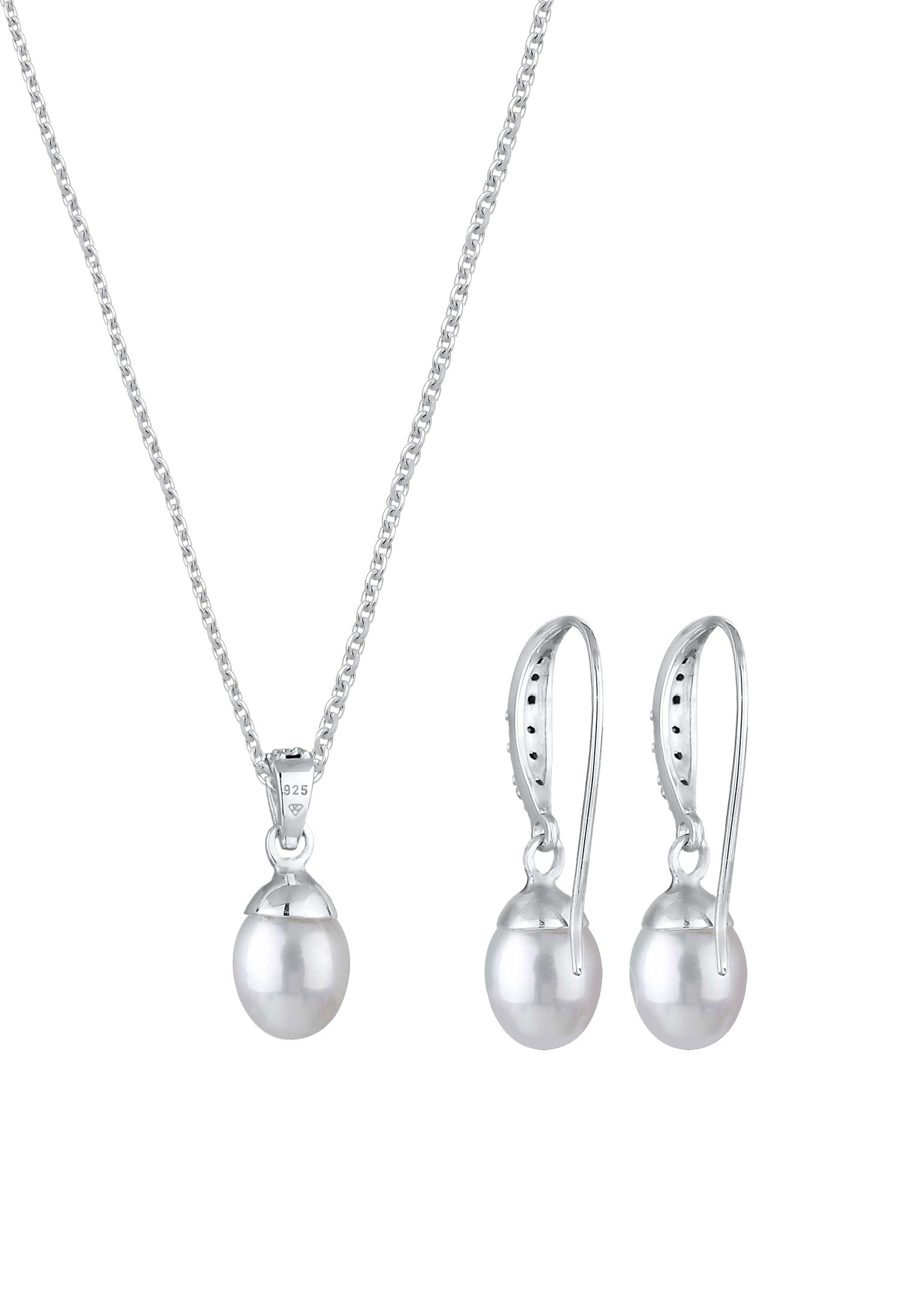 Schmuckset ELLI "Elegant Perle Kristalle 925 Silber", silber, Schmuck_Sets, Damen, onesize, Silber 925 (Sterlingsilber), Schmuckset 6