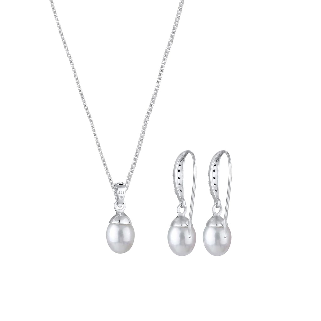 Elli Schmuckset »Elegant Perle Kristalle 925 Silber«