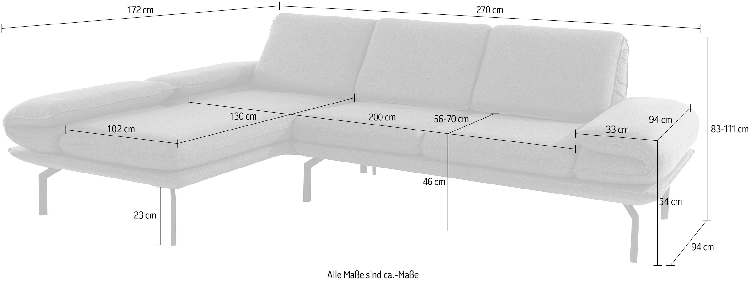 bestellen wahlweise Winkelfuß aus collection DOMO »New und Rückenfunktion, mit mit Metall Ecksofa York«, | Arm- BAUR