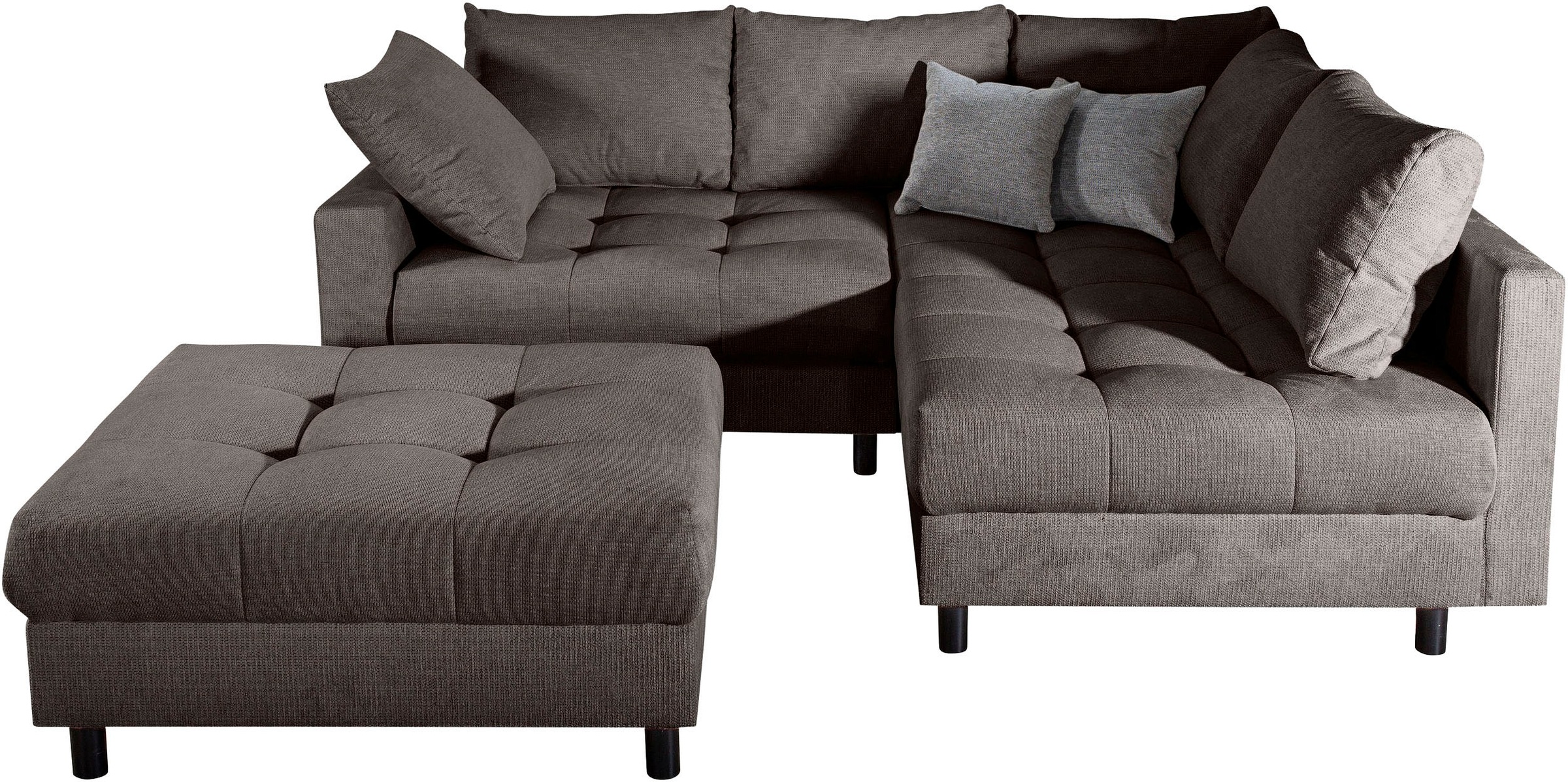 Home affaire Ecksofa "Toni L-Form, B: 215 cm", mit Hocker & 2 Zierkissen, F günstig online kaufen