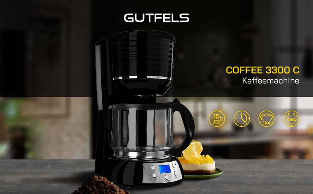 Gutfels Filterkaffeemaschine »COFFEE 3300 C« 1,5 l Kaffeekanne Papierfilter 1x4 1,50 L Glaskanne, 1080 Watt