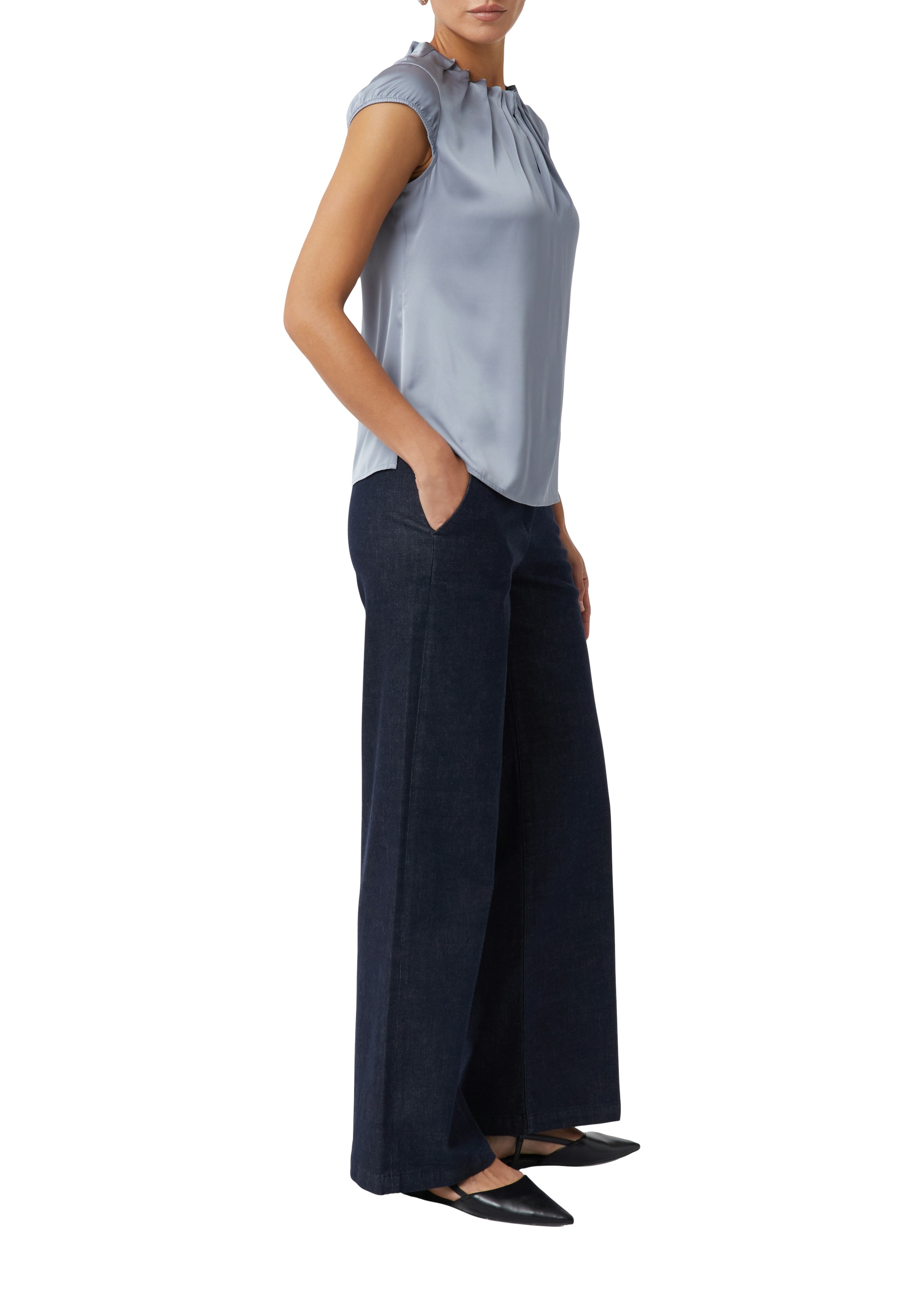 Comma Shirtbluse, Satin, mit gerafftem Stehkragen günstig online kaufen