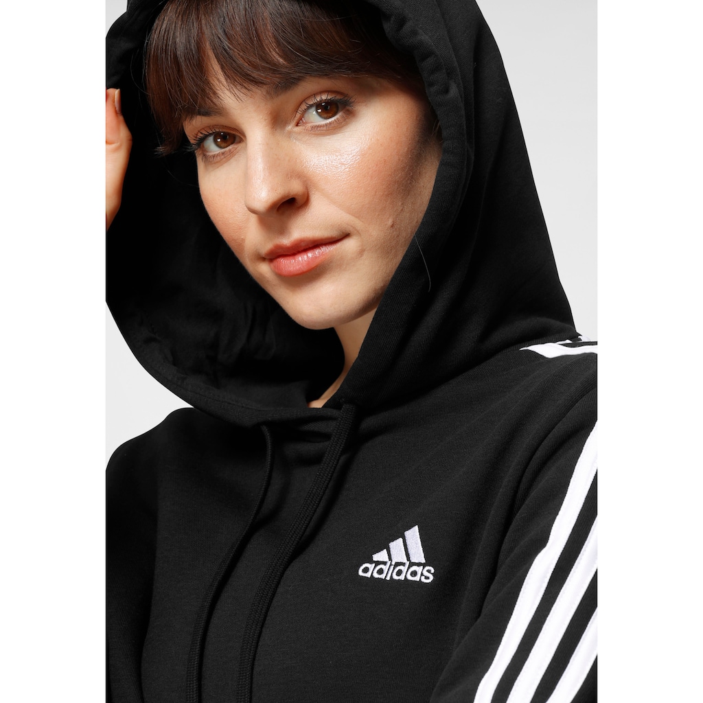 adidas Sportswear Kapuzensweatjacke »ESSENTIALS 3-STREIFEN CROPPED HOODIE«, (1 tlg.)