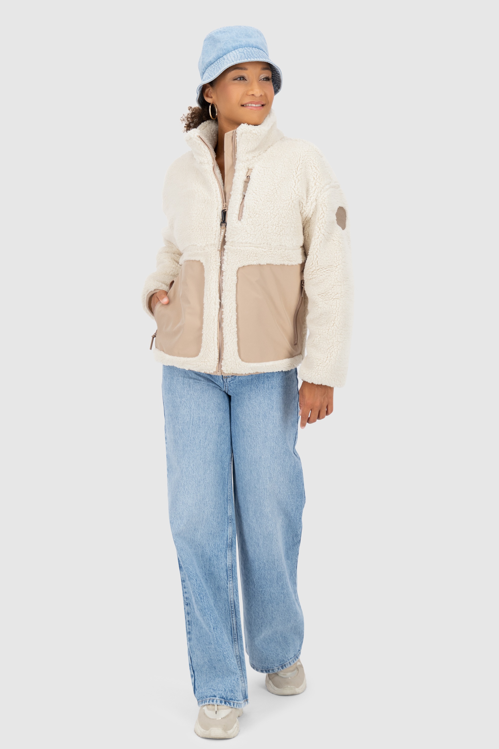 Alife & Kickin Winterjacke »Damen AnoukAK G«, ohne Kapuze, Stylische Teddy Plüschjacke mit hohem Kragen und Fleece-Innenfutter