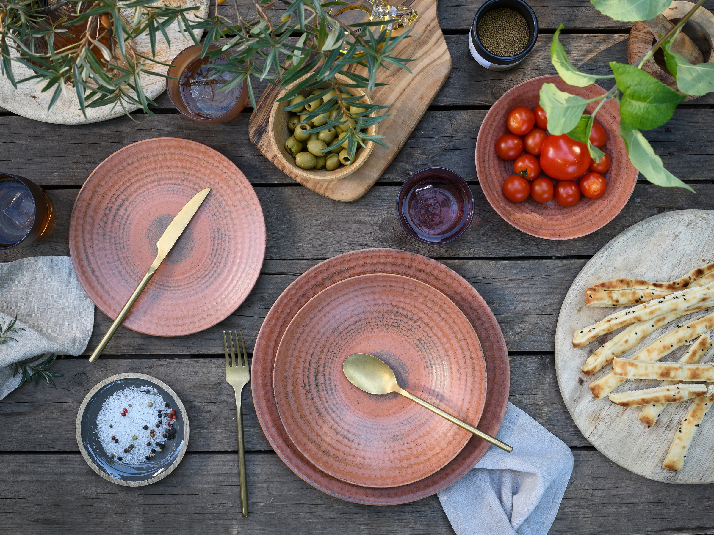 CreaTable Teller-Set »Neapel, Service 16-tlg.« Teller Set, Edles Tellerset, Vulkanoptik