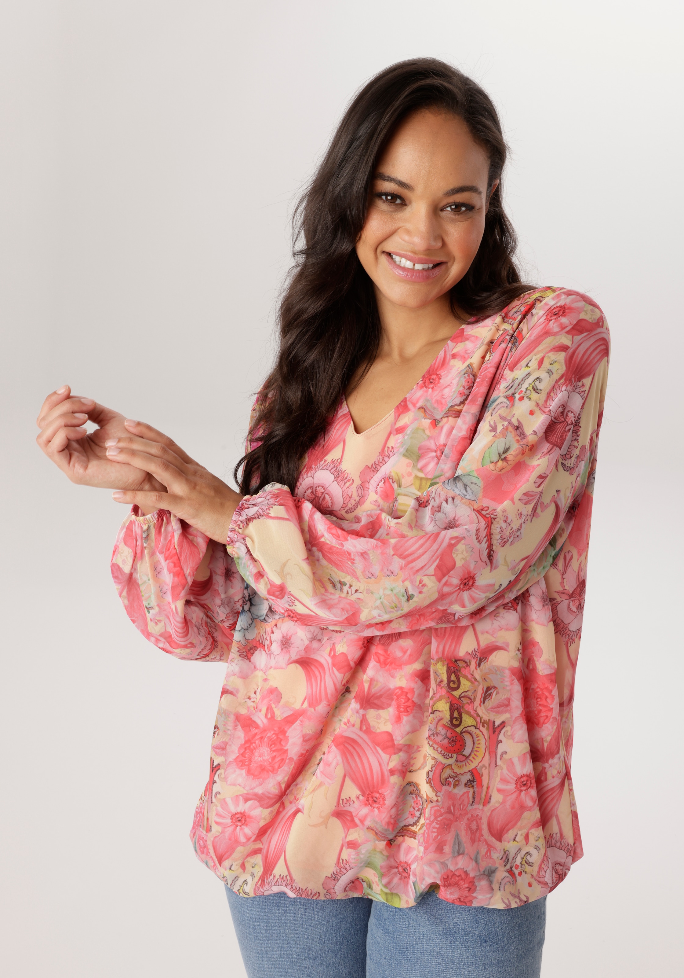 Aniston PLUS Schlupfbluse mit Blumendruck - NEUE KOLLEKTION günstig online kaufen