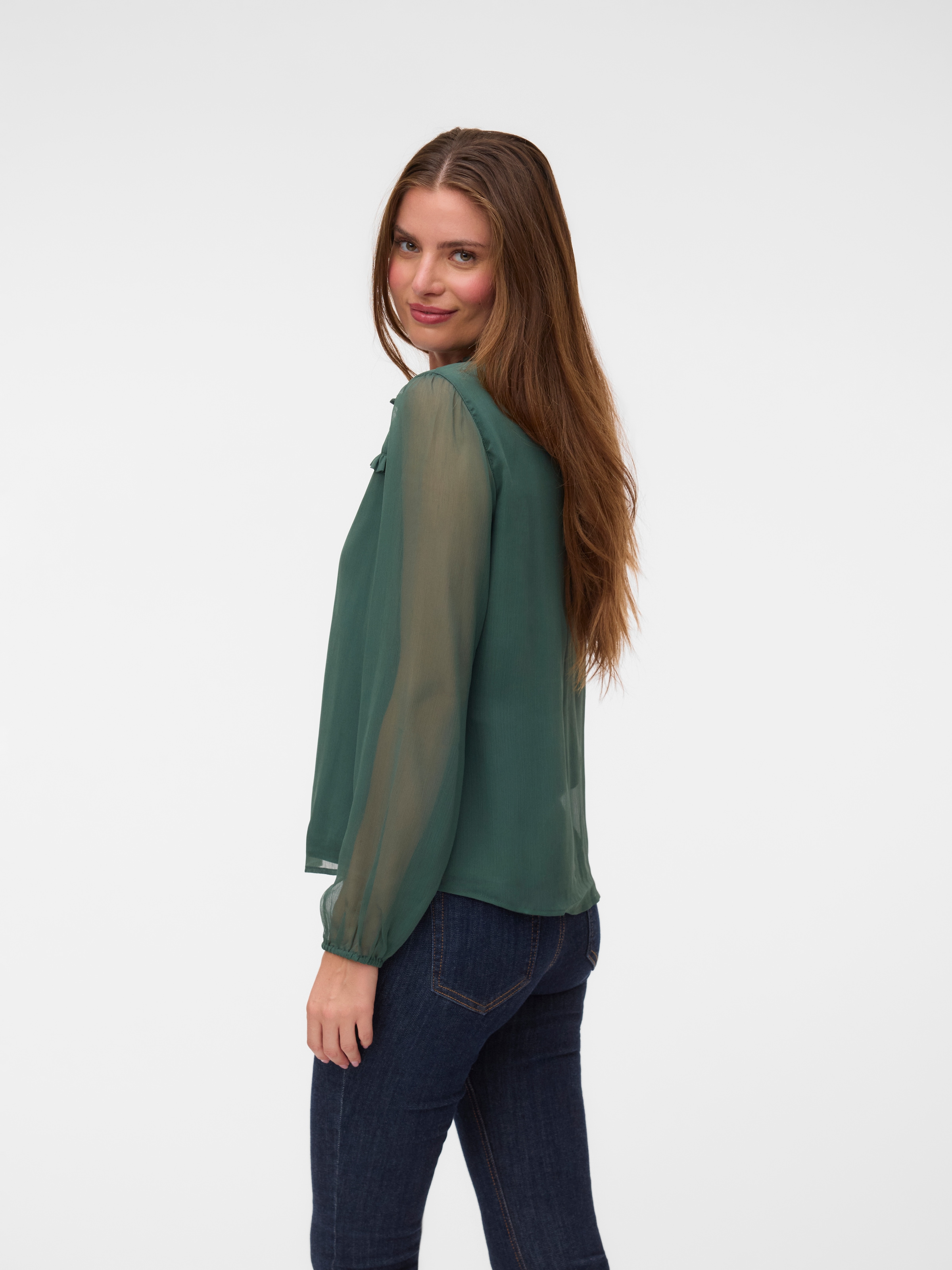 Vero Moda Chiffonbluse »VMMILLA LS TOP WVN GA NOOS« Kunstfaser, regular fit
