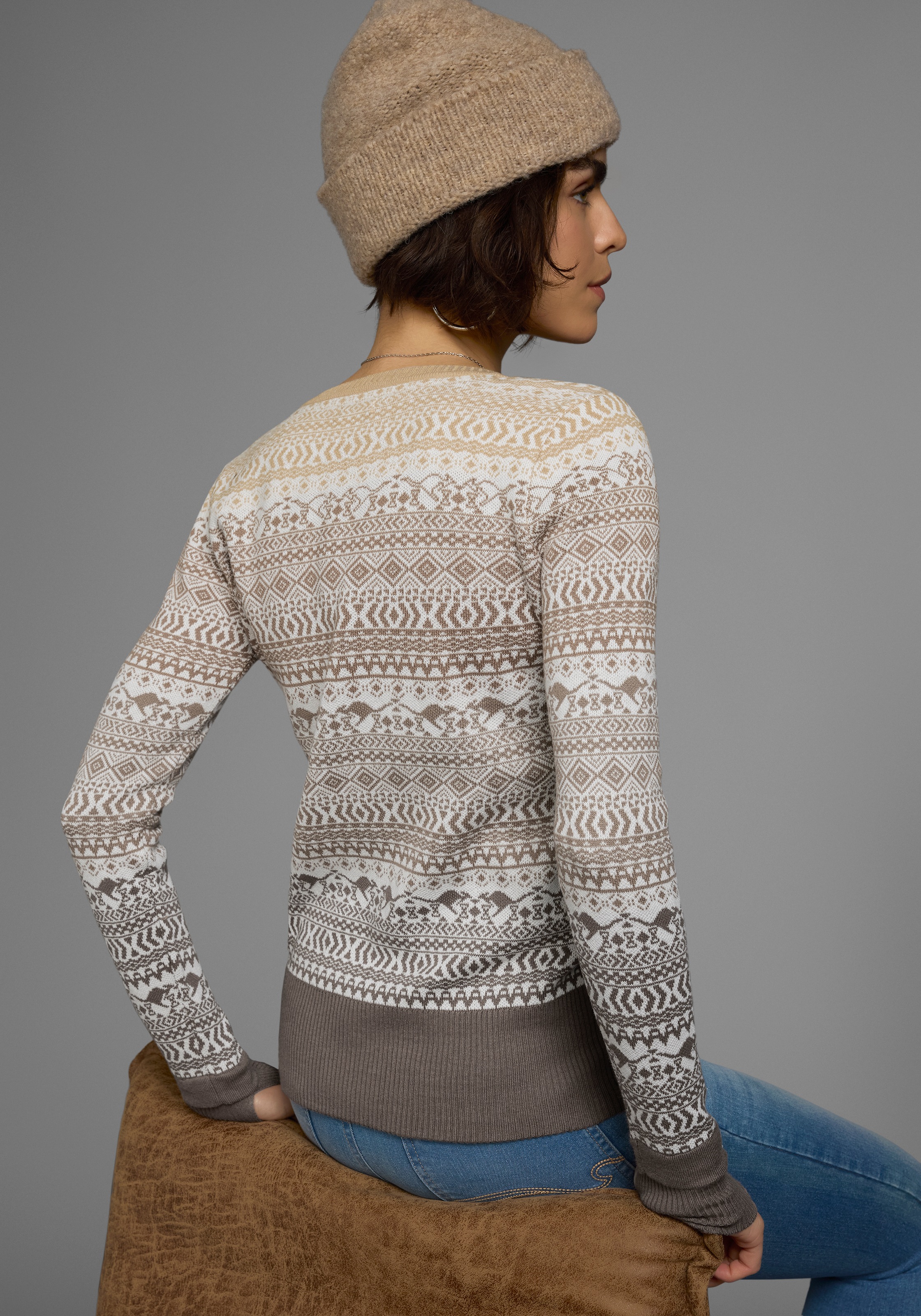 Thumbnail - KangaROOS Jacquardpullover im Norweger-Muster mit kleinen Kängurus