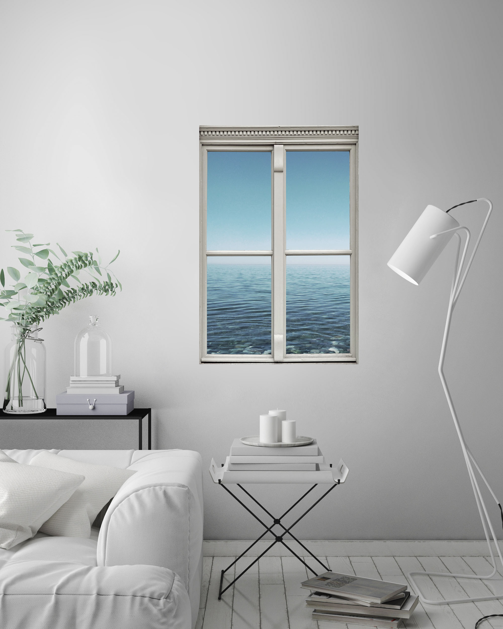 Thumbnail - queence Wandsticker "Meer", Wandsticker, Wandbild, selbstklebend, 3D, Fenster