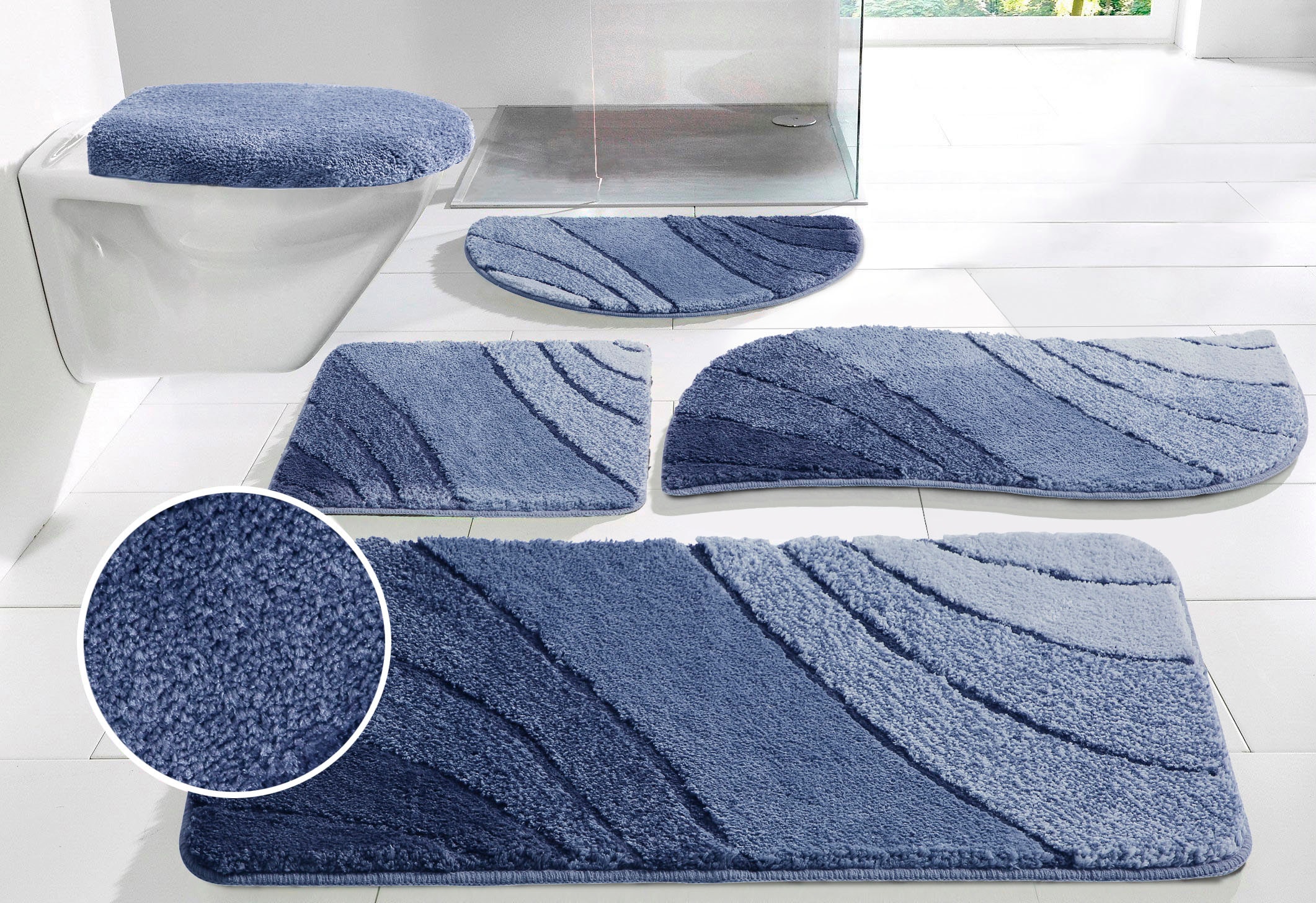 OTTO home Badematte "Josie, Badvorleger, Badezimmer Teppich" Höhe 20 mm rutschhemmend beschichtet fußbodenheizungsgeeignet schnell trocknend strapazierfähig Badteppich, Badematten, rechteckig, rund & als 3-tlg. Set erhältlich