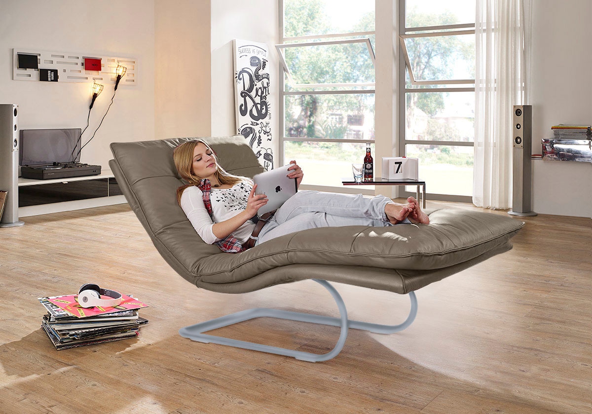 W.SCHILLIG Relaxliege »daily dreams«, in Waffelkissen-Optik, wahlweise mit Motor, silber matt, in 2 Breiten
