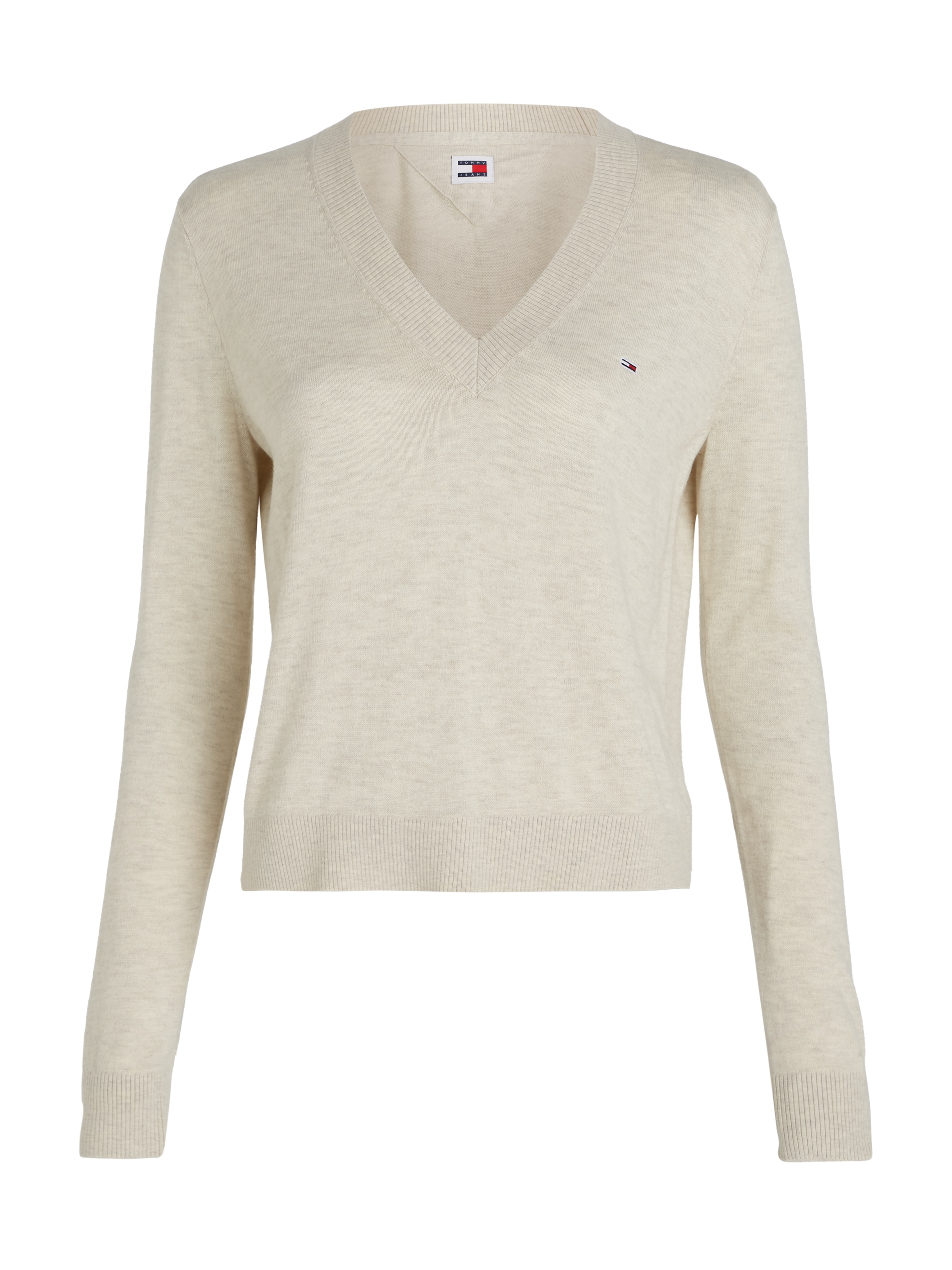 Tommy Jeans Strickpullover »TJW ESSENTIAL VNECK SWEATER EXT«, mit Logostickerei