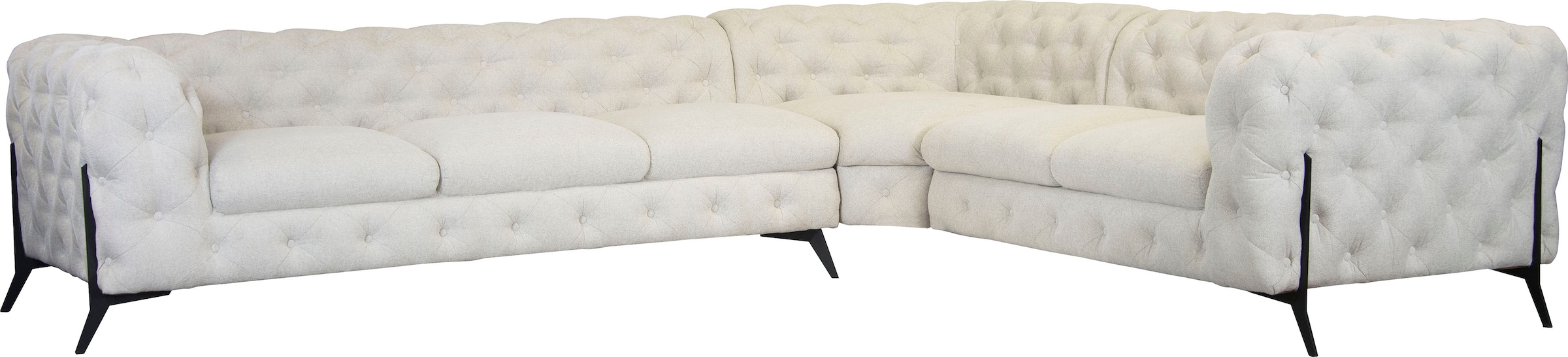 Leonique Chesterfield-Sofa "Amaury L-Form", großes Ecksofa, Chesterfield-Optik, Breite 323 cm, Fußfarbe wählbar