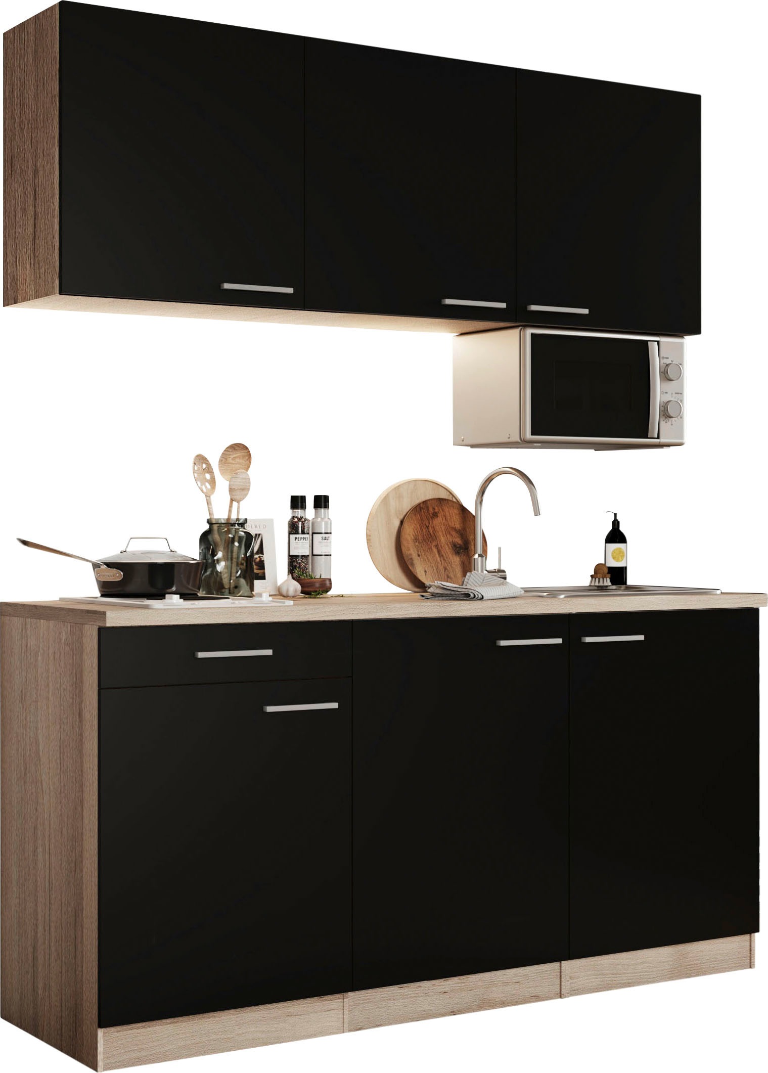 Thumbnail - RESPEKTA Pantryküche "Luis, Duo Kochfeld, wahlweise mit Mikrowelle, Korpus Eiche Sägerau," Breite 150 cm, in exclusiver ...