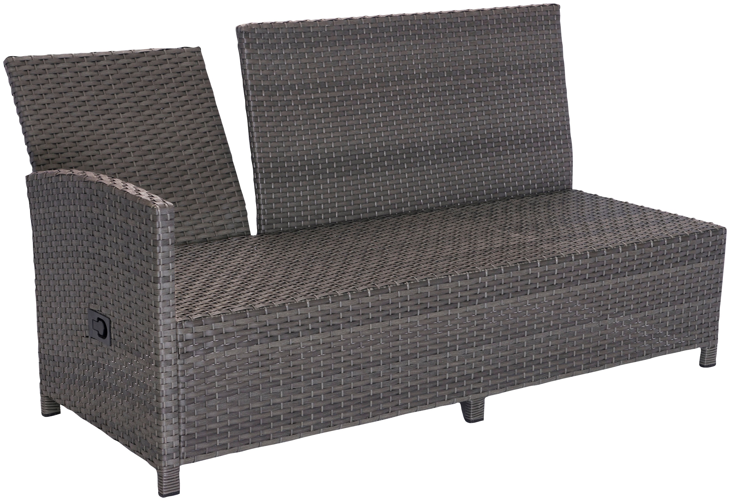 KONIFERA Gartenlounge-Set »Paris«, (Set, 17 tlg., 2x 3er Bank, 1x Sitzbank, 1x Hocker, 1x Tisch 140x80x67cm, Aluminium), inkl. Auflagen/Schutzhülle, Polyrattan, Rückenlehne verstellbar