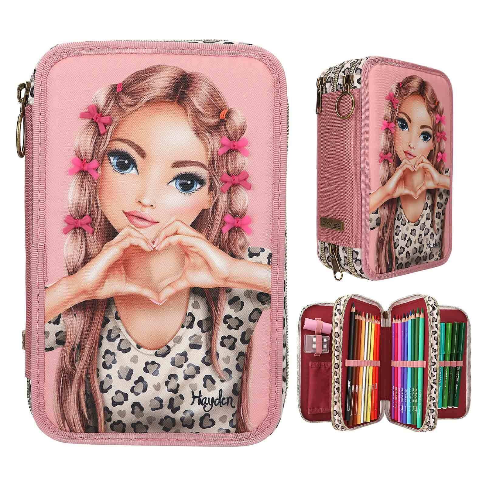 Depesche Buntstift »3-Fach Federtasche LEOHEART mit Schleifen TOPModel 7,5 x 13 x 20 cm rosa«