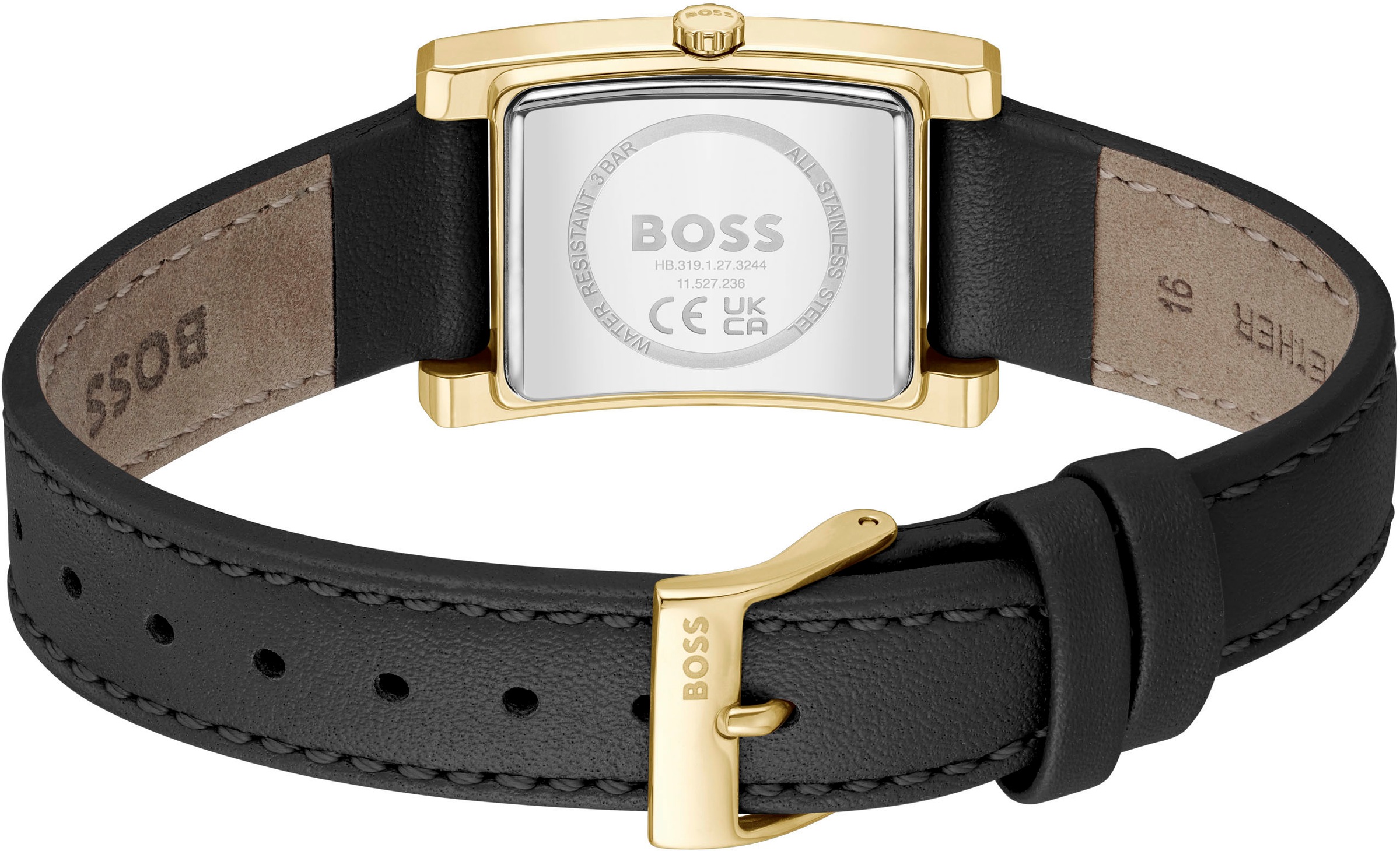 Quarzuhr BOSS "LUCY", schwarz, Armbanduhren, Damen, Quarzuhr, Damenuhr, Armbanduhr, analog, Lederarmband 3