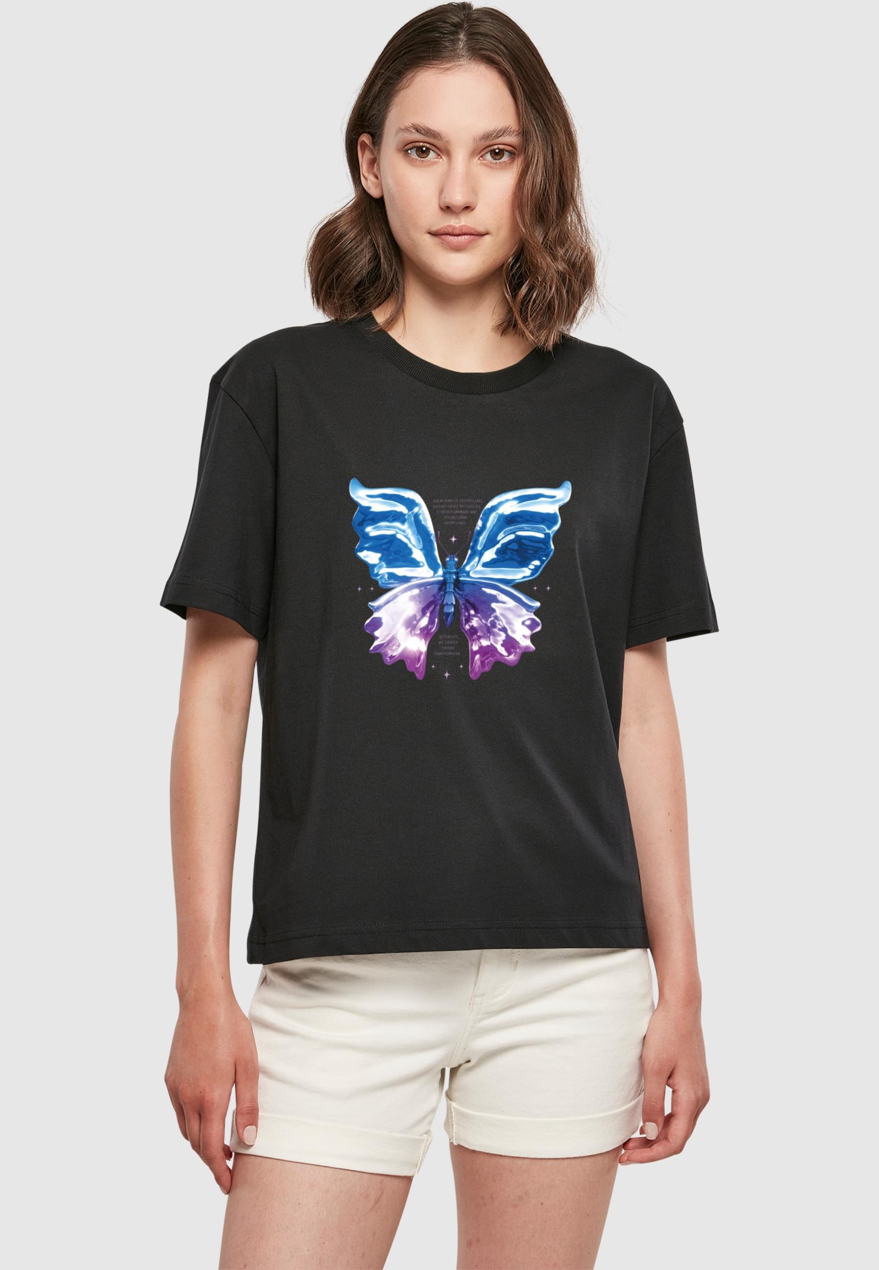 Miss Tee T-Shirt »Miss Tee Damen Chromed Butterfly Tee«, (1 tlg.)