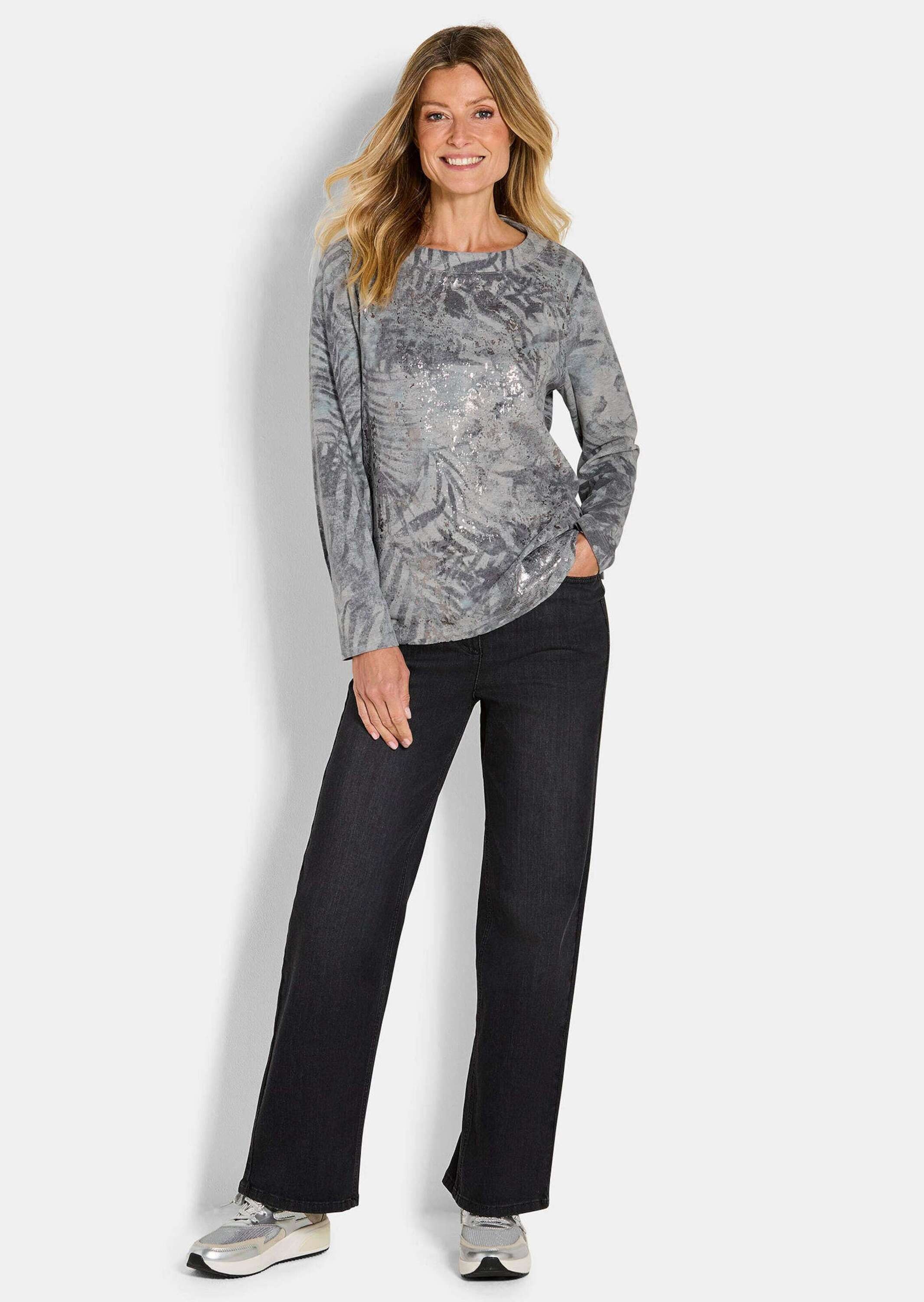 GOLDNER Print-Shirt "Kurzgröße Sweatshirt in Metallic-Optik" günstig online kaufen