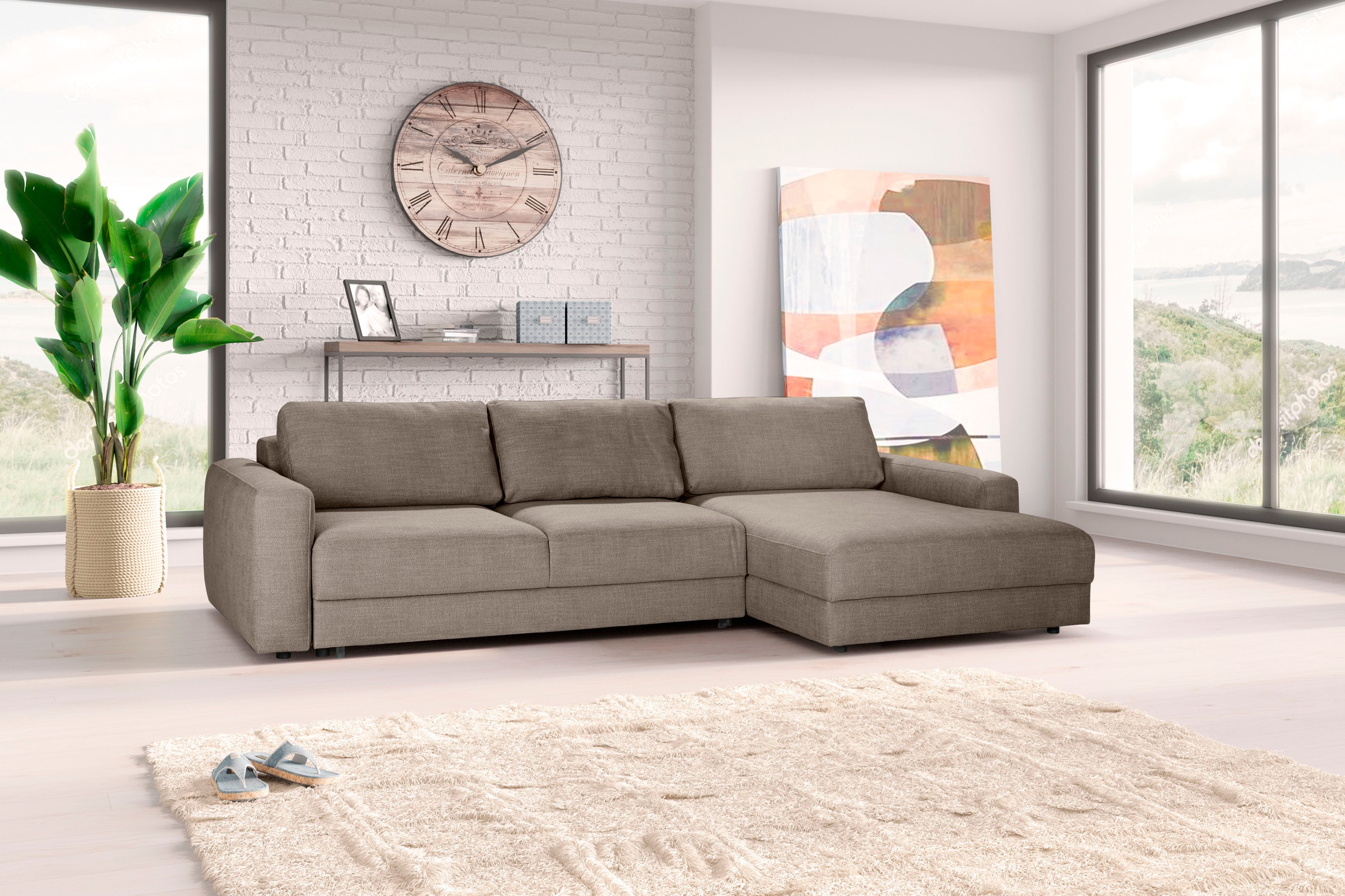 TRENDMANUFAKTUR Ecksofa "Bourbon II, mit extratiefer Sitzfläche und extrabr günstig online kaufen