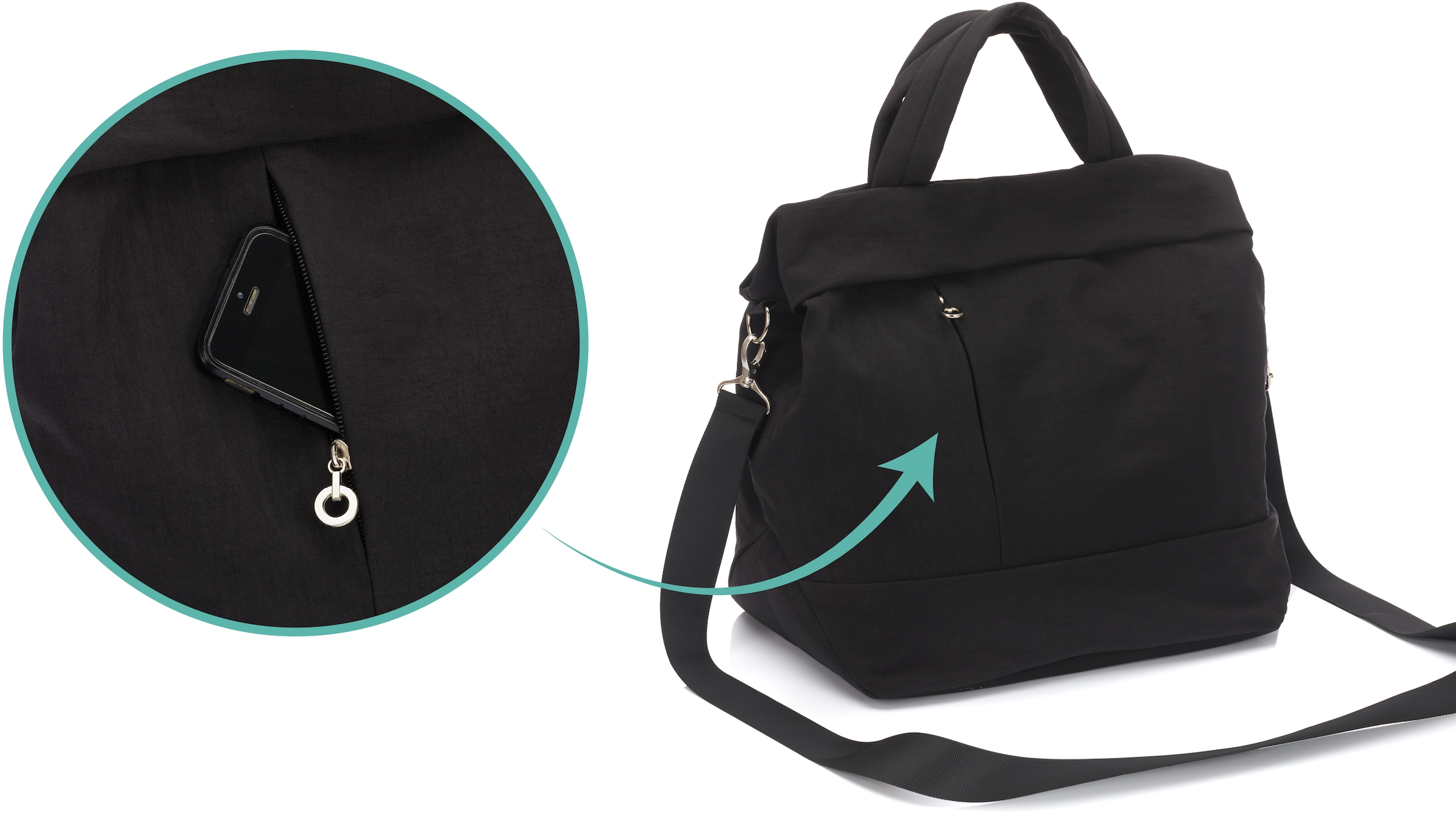 Fillikid Wickeltasche »Palma, schwarz«, mit Thermotasche und Wickelunterlage
